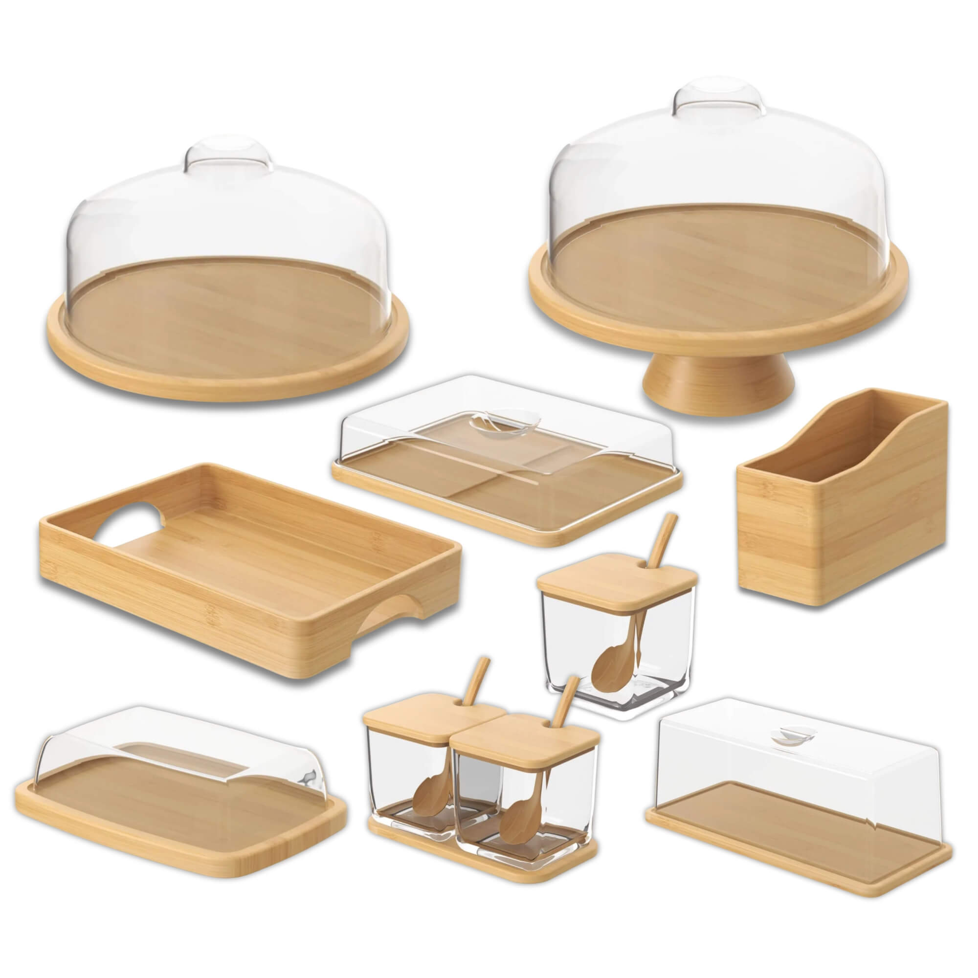 Kit Completo Coza Brisa Bambu Mesa Posta Bandeja Boleira Porta Pão Condimentos