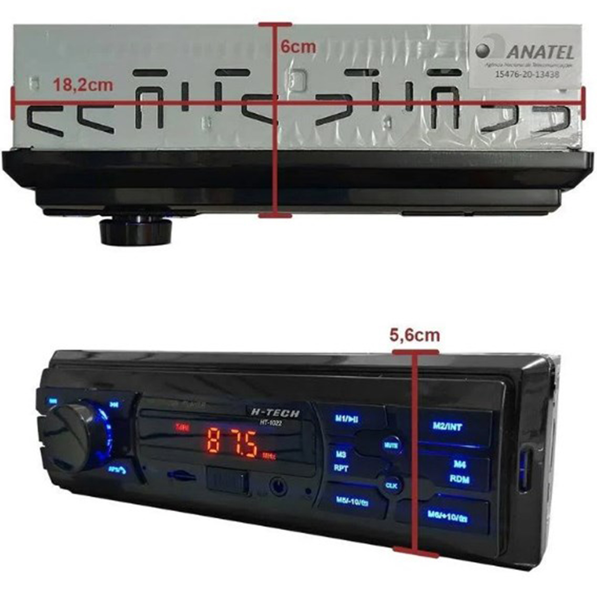COMP Kit Par de Alto-Falantes Leson JB5 Flex 5” 110W + Rádio Automotivo H-Tech HT-1022 Bluetooth