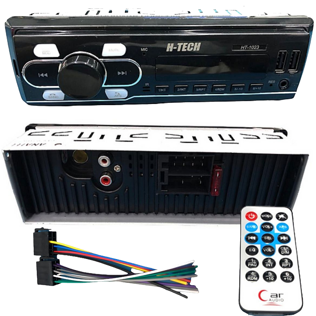 COMP Kit Som Automotivo: Rádio BT 1 Din c/ Controle Remoto + Par de Alto Falantes 6" Pol Leson