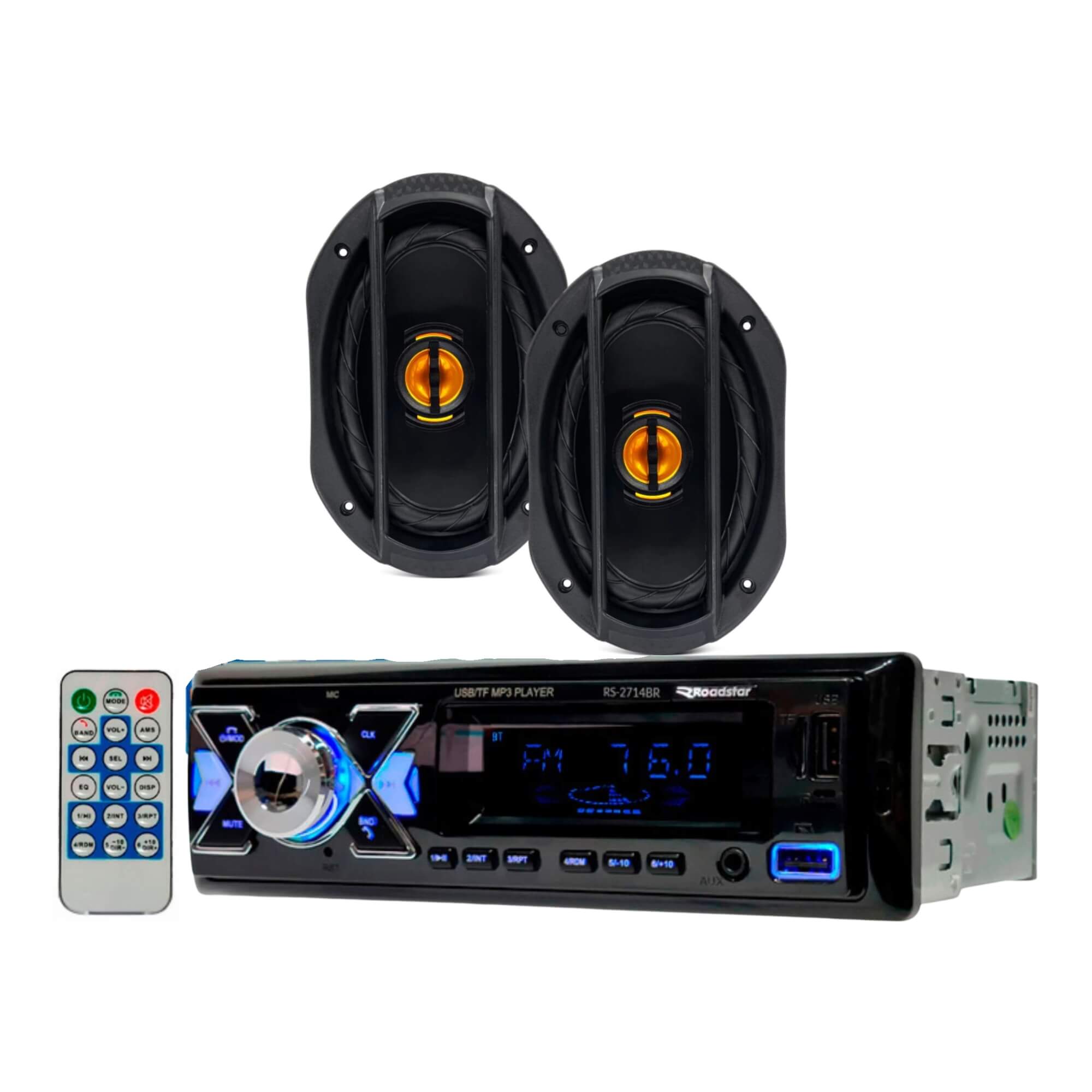 Kit Som Automotivo: Rádio Bluetooth + Kit de Alto Falantes 6x9 Polegadas