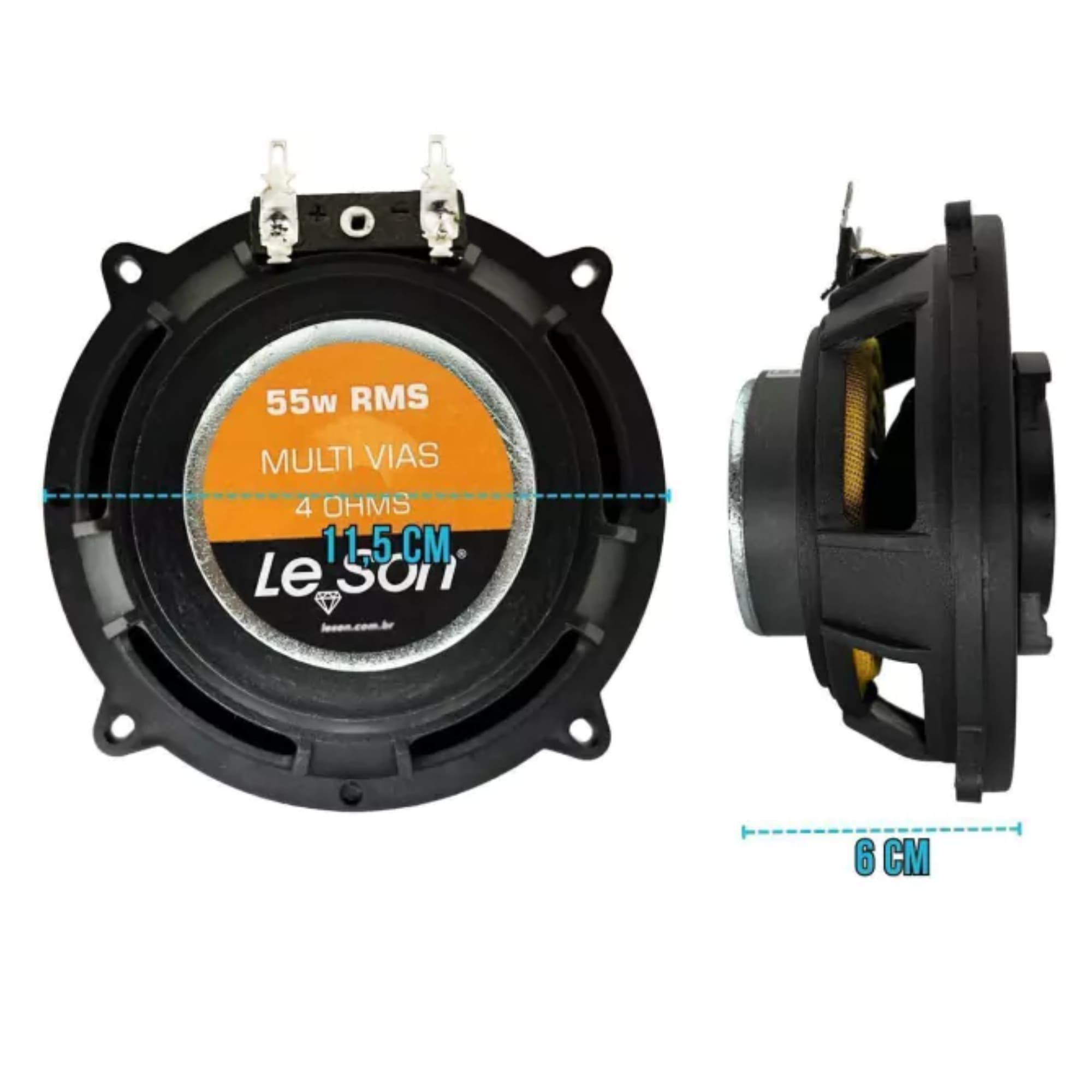 COMP Kit Som Automotivo: Rádio Bluetooth c/ Controle Remoto + Par de Alto Falantes 5" 110W
