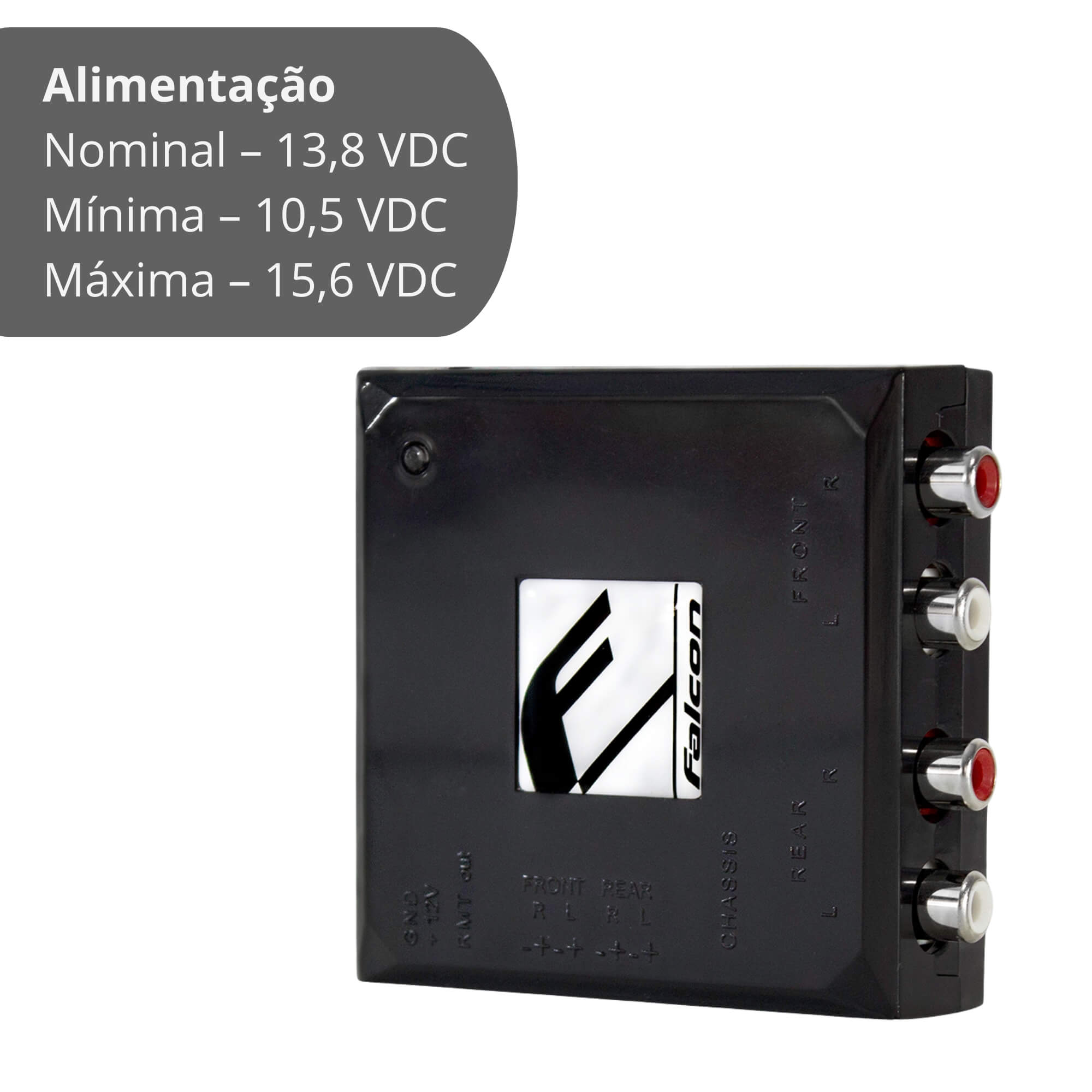 COMP Kit Conversor RCA Falcon FC4X + Caixa Slim Amplificada 8” 450W RMS XS400.3SL