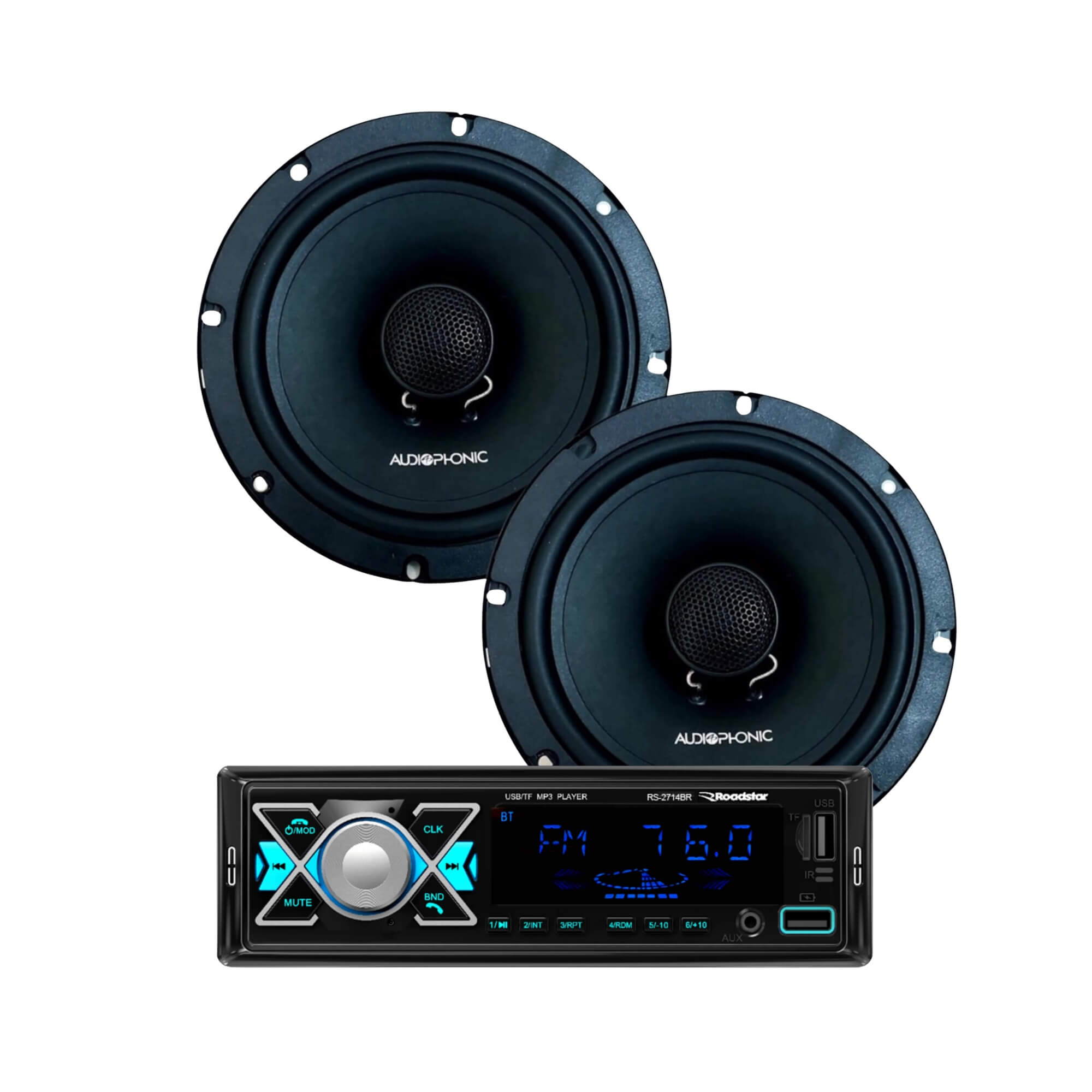 COMP Kit Som Automotivo Roadstar RS2714BR Bluetooth + Alto Falantes Audiophonic CN650 6,5