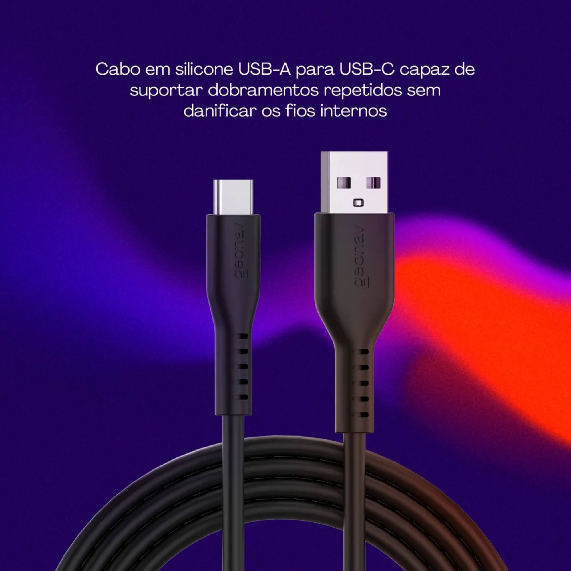 COMP Kit Carregador de Celular Automotivo + Cabo em Silicone Flexível Usb-a Para Usb-c 38w 1,5m