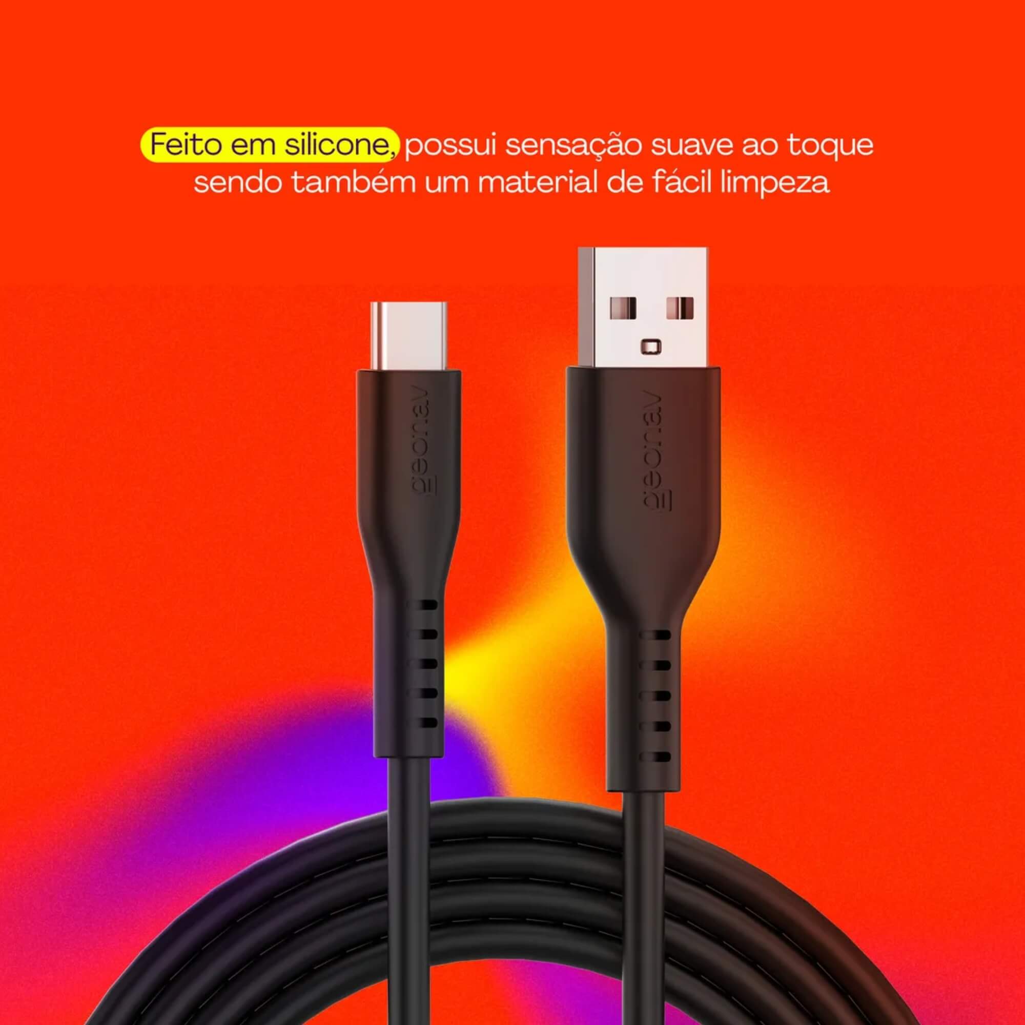 COMP Kit Carregador de Celular Automotivo + Cabo em Silicone Flexível Usb-a Para Usb-c 38w 1,5m