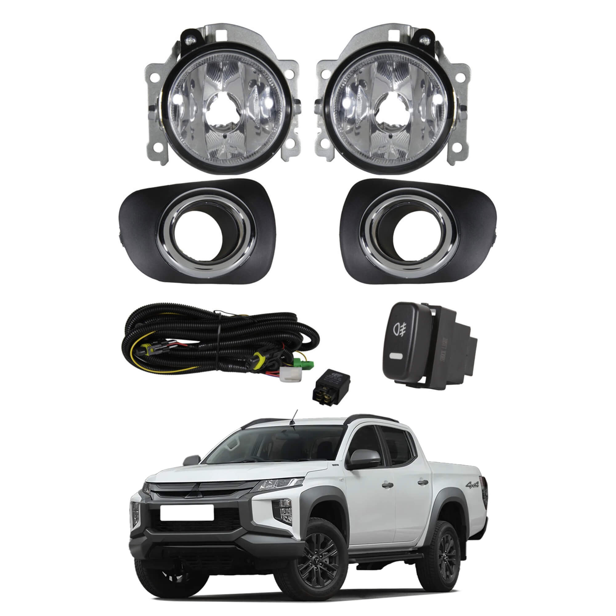 Kit Farol L200 Triton HPE Cabine Dupla 2011 a 2013 Botão Modelo Original Shocklight - SL-190310