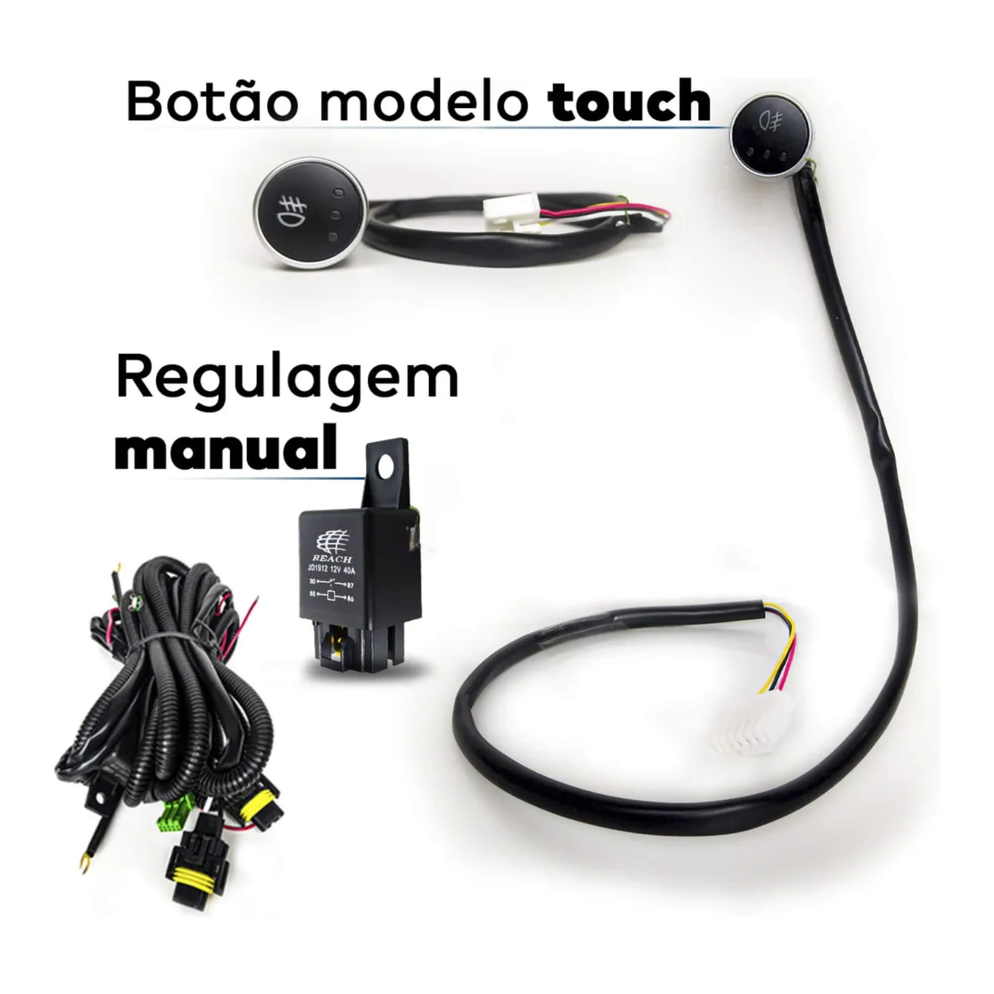 Kit Farol de Milha Gol G1 Quadrado 1987 a 1990 Botão Touch Shocklight -  SL-263410U
