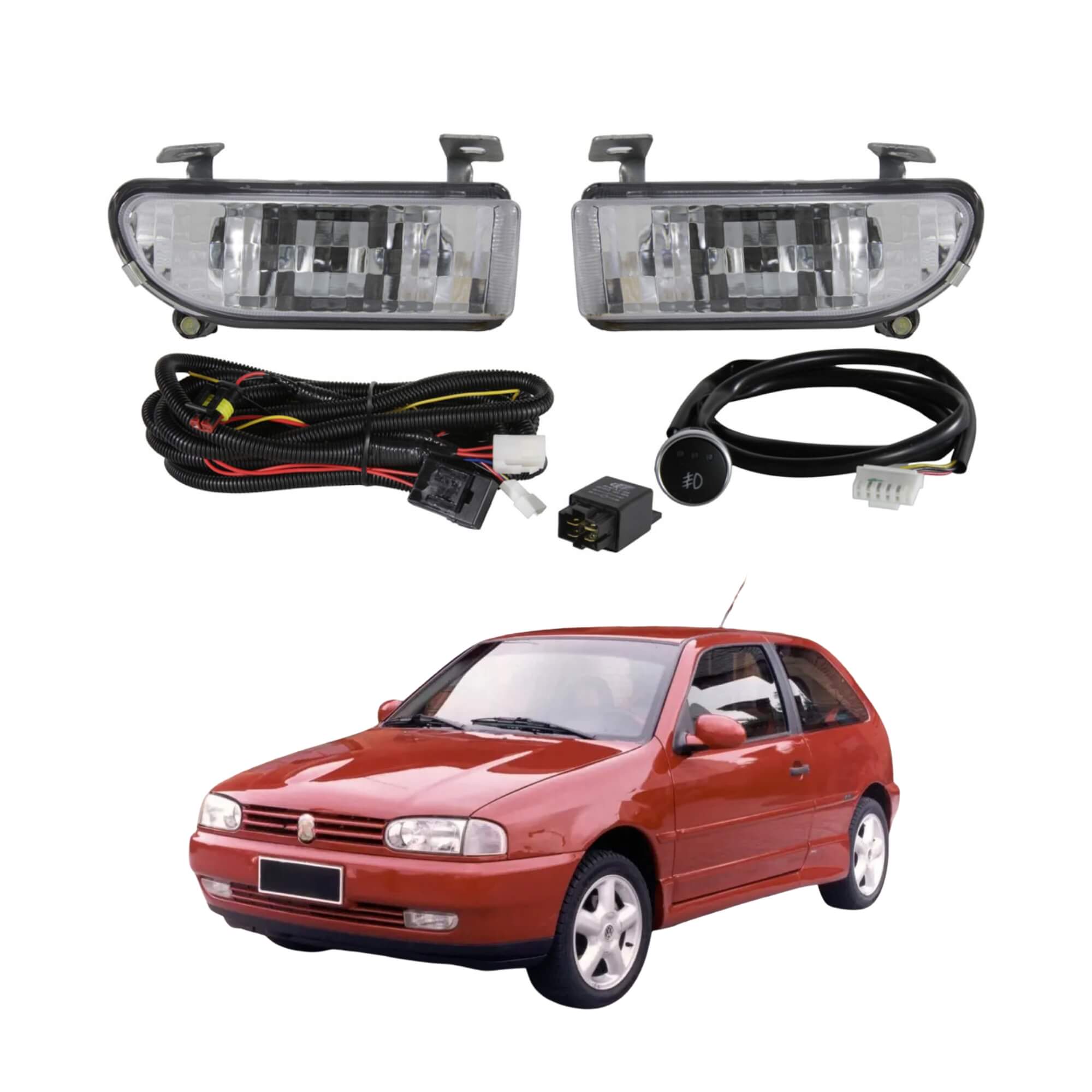 Kit Farol de Milha Gol G2 Bola 1995 a 1999 Botão Touch Shocklight - SL-263510U