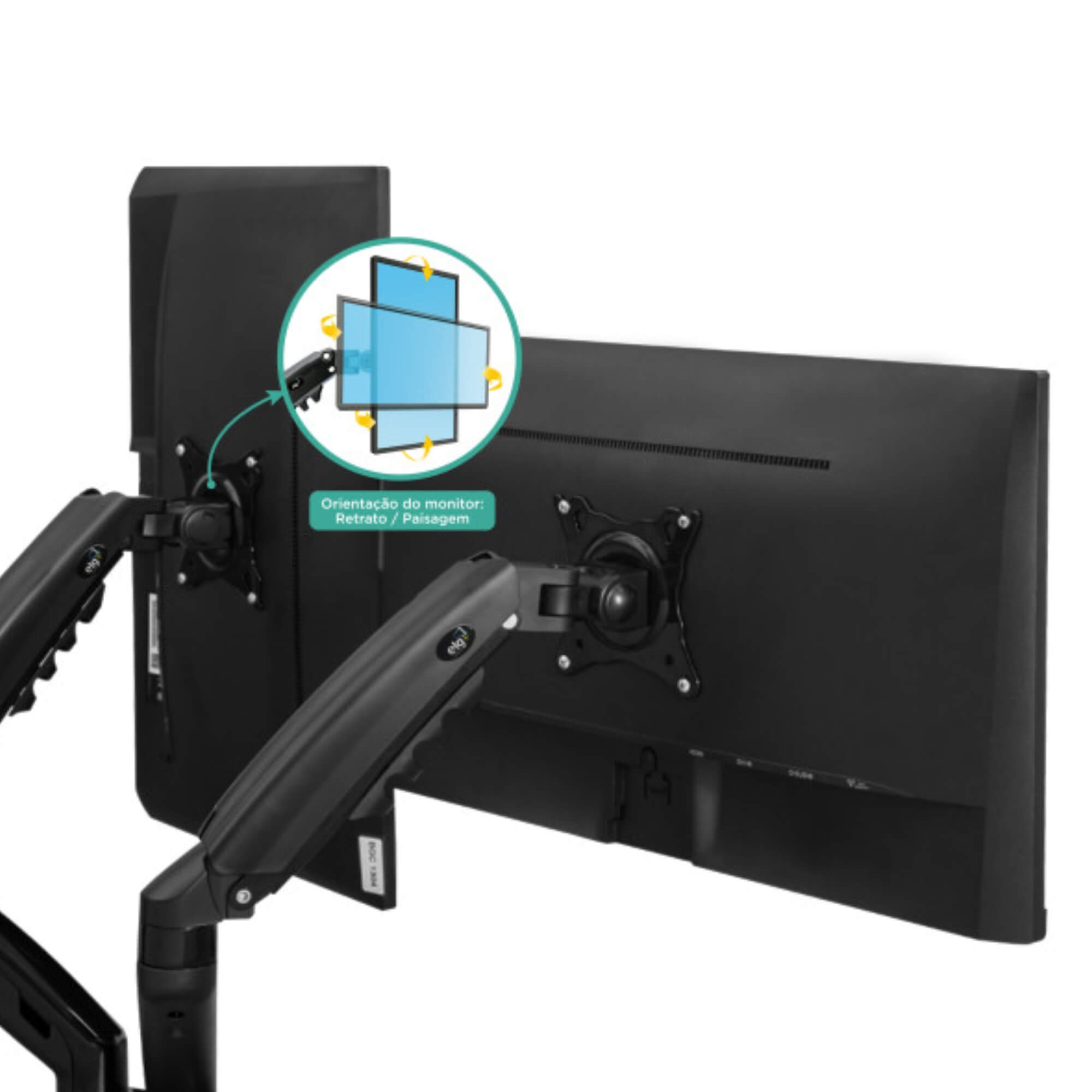 Suporte Ergonômico Articulado de Mesa c/ Pistão a Gás p/ 2 Monitores de 17” a 35” ELG - F160N