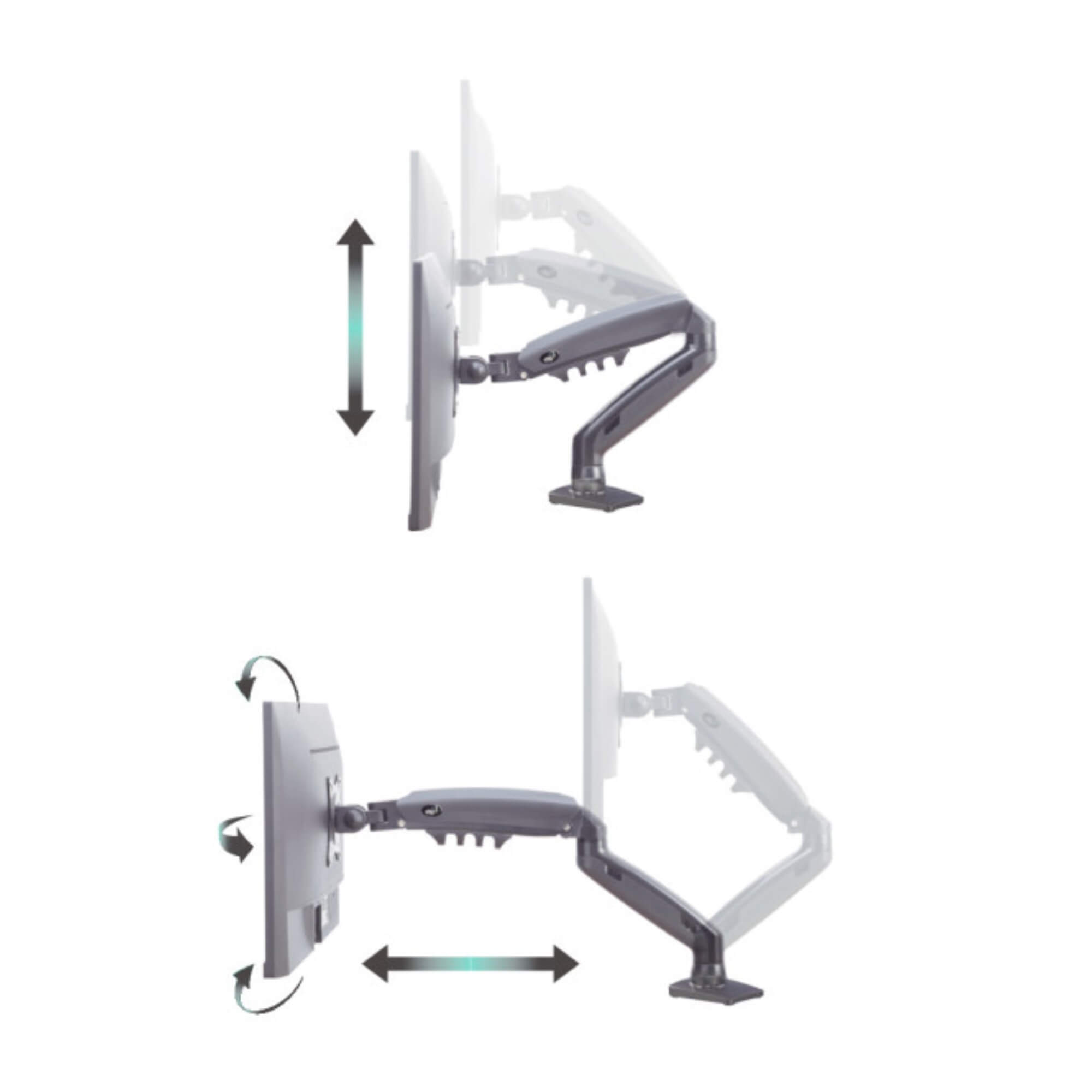 Suporte Ergonômico Articulado de Mesa c/ Pistão a Gás p/ 2 Monitores de 17” a 35” ELG - F160N