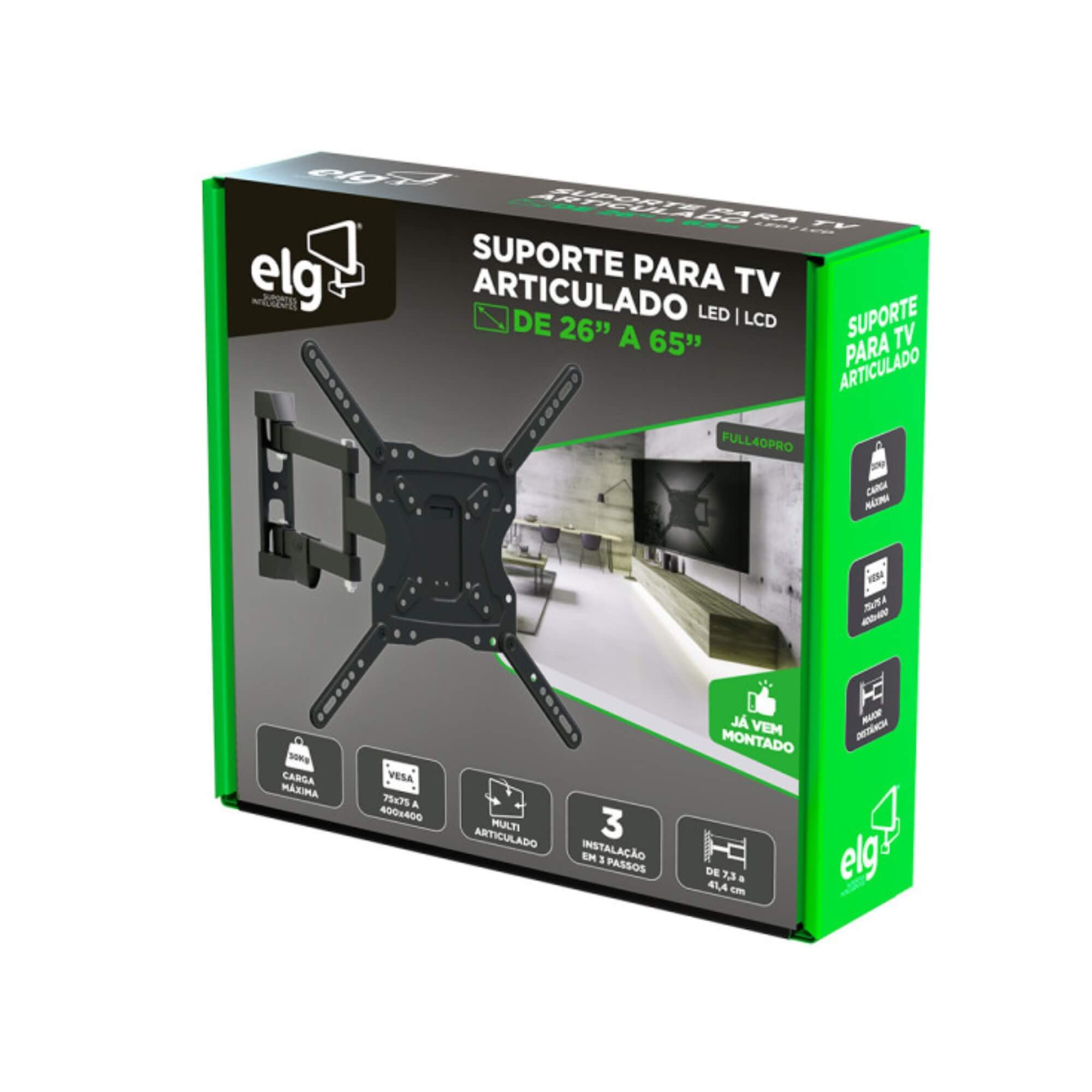 Suporte Articulado de Parede para TVs de 26" a 65" ELG - FULL40_PRO