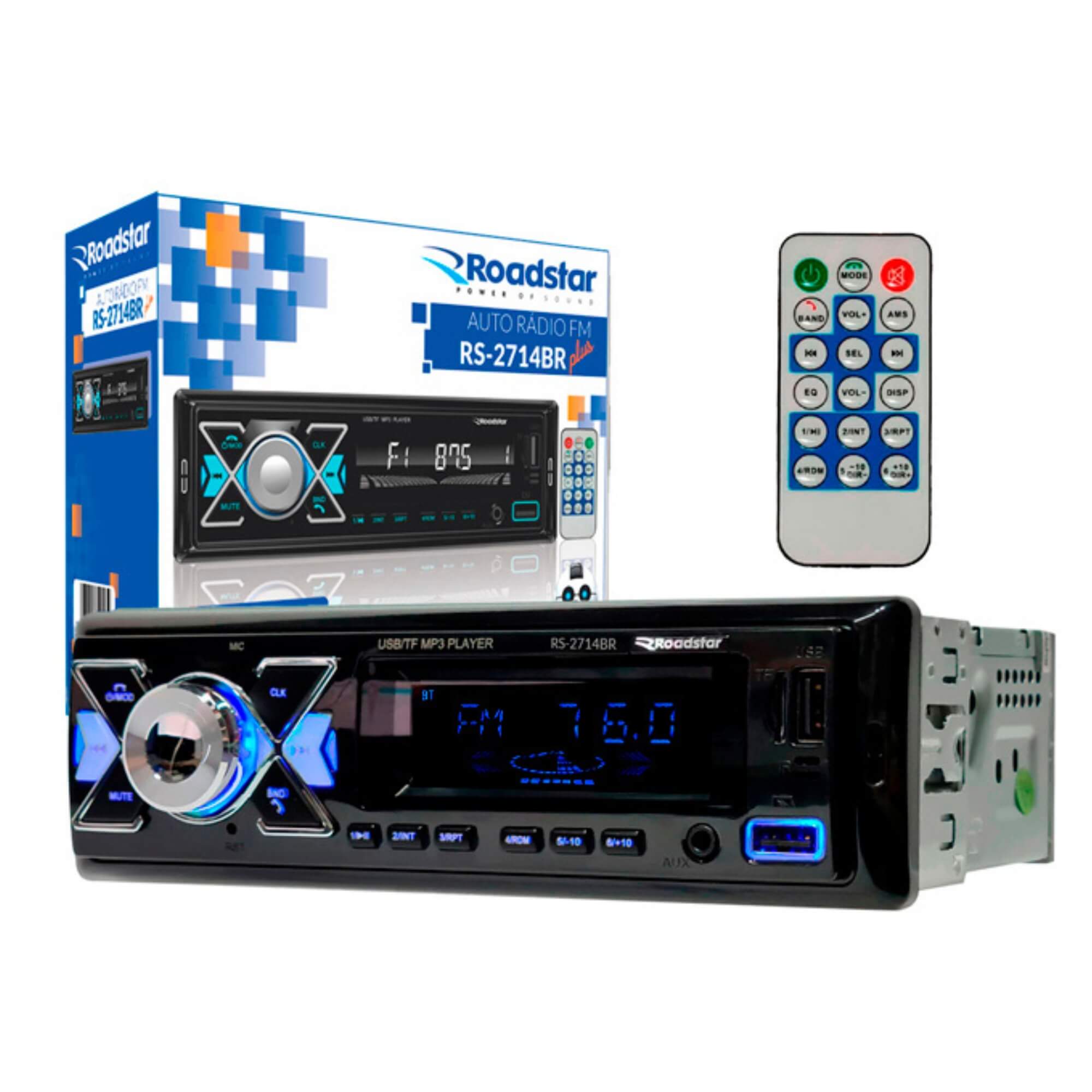 COMP Kit Alto Falante Coaxial 4" 50W + Rádio Bluetooth c/ Controle Remoto