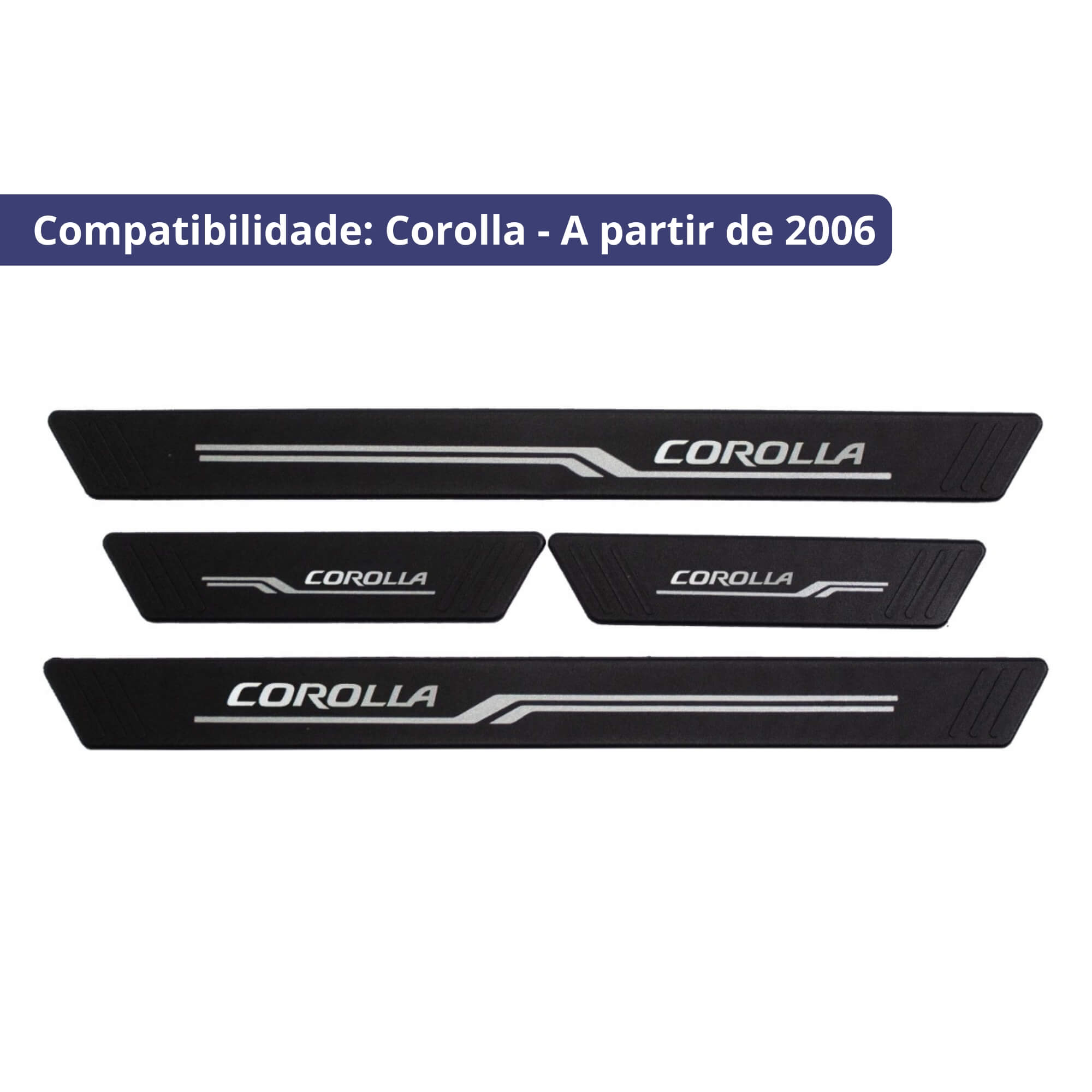 COMP Kit Tapete Bandeja Corolla Sedan 2020 a 2026 + Soleira Preta 4 Portas Corolla 2006 em Diante