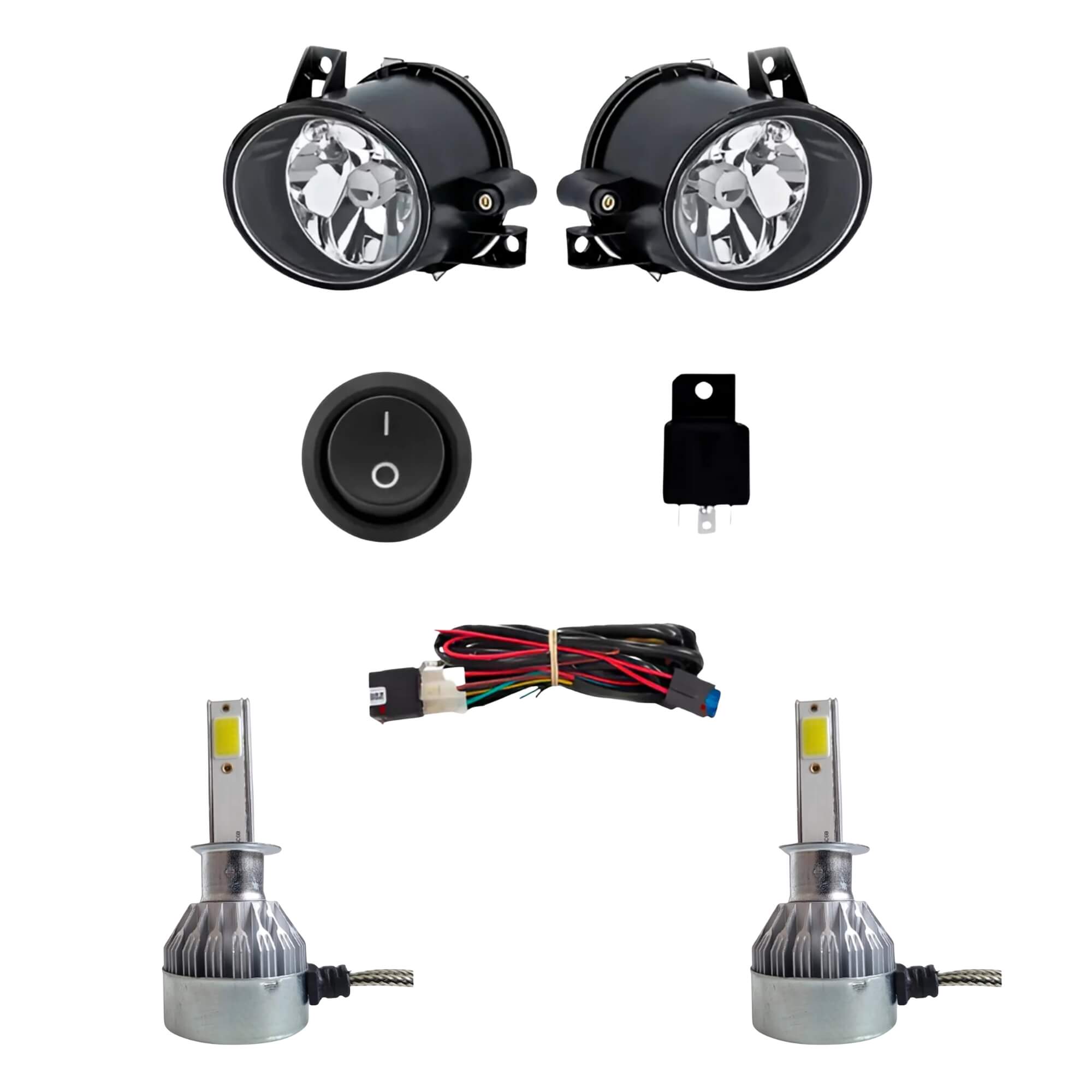 COMP Kit Farol Auxiliar Milha VW Gol Parati Saveiro G4 + Lâmpadas Automotivas LED H3 6000K - Suits