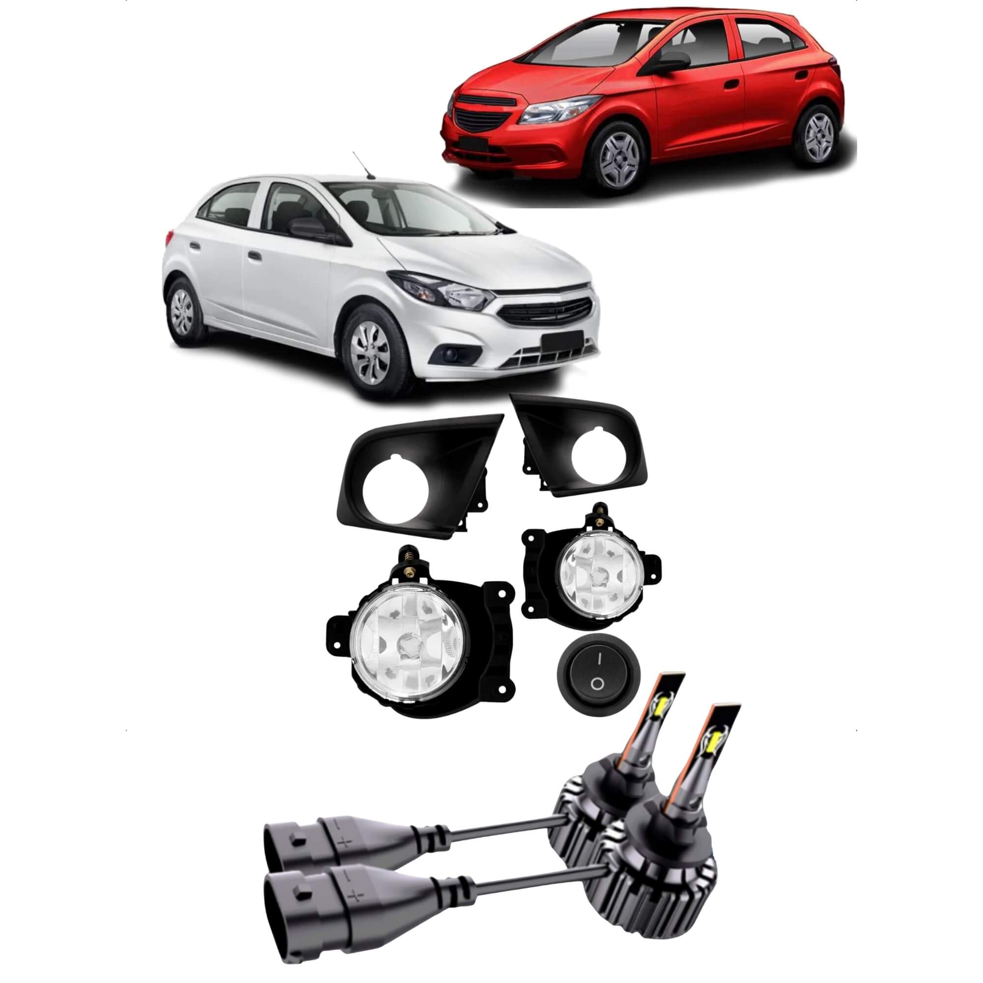 COMP Kit Farol de Milha Onix Joy 2015 2016 + Lâmpadas Automotivas LED H27 6000K Roadstar