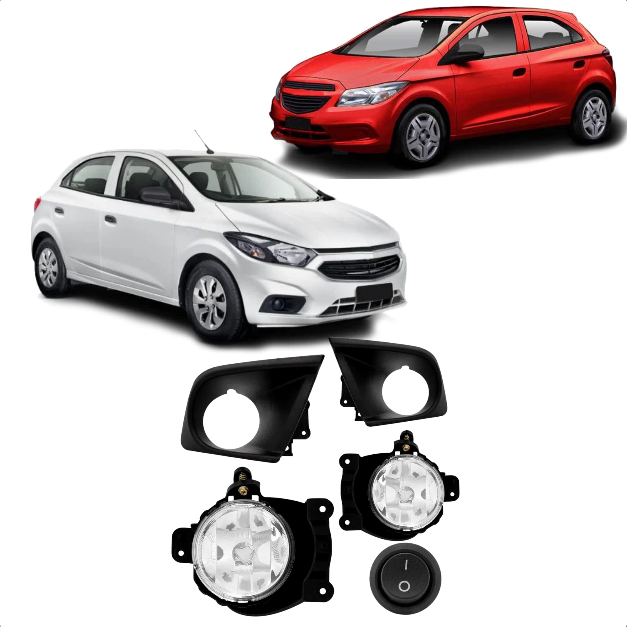 COMP Kit Farol de Milha Onix Joy 2015 2016 + Lâmpadas Automotivas LED H27 6000K Roadstar