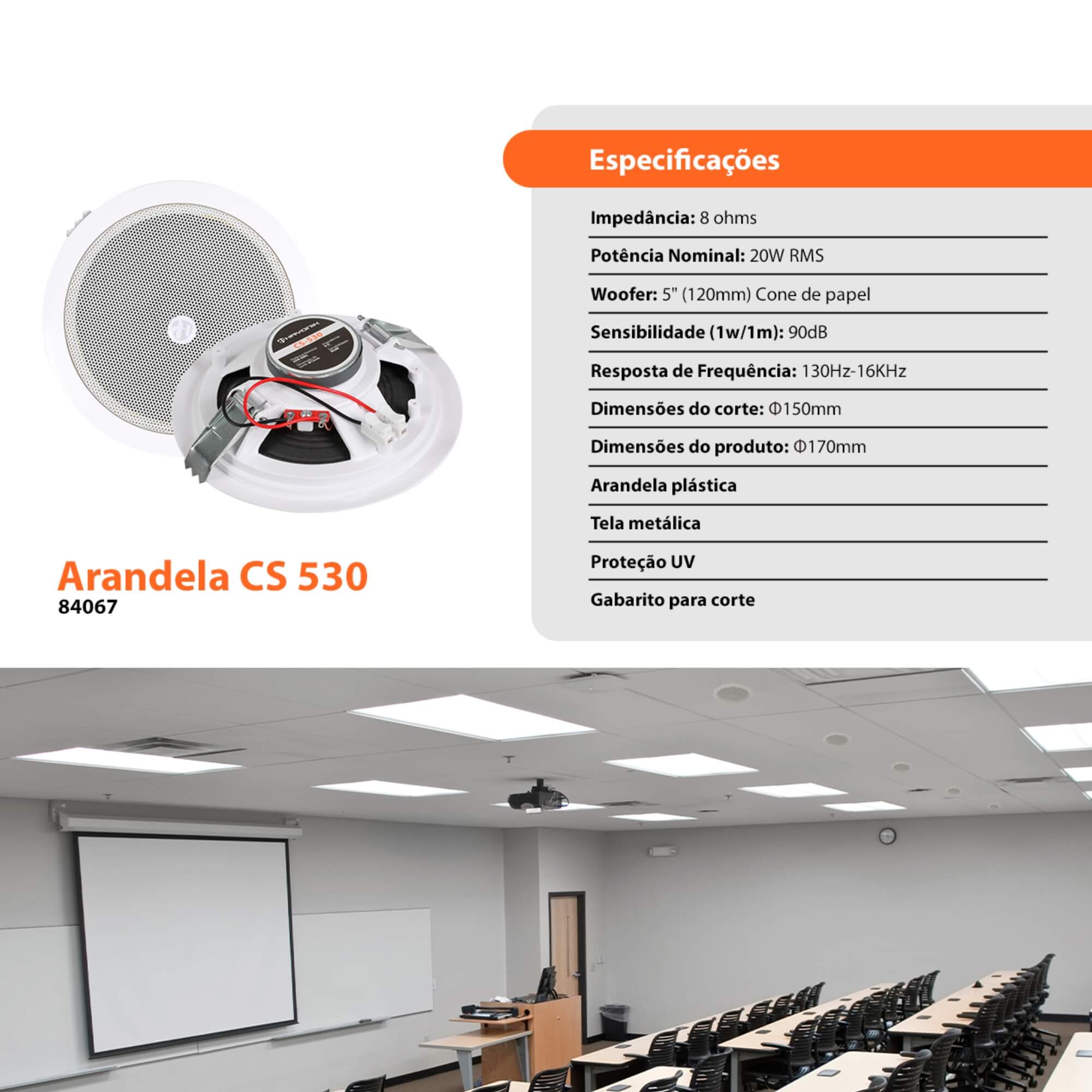 Arandela de Som CS-530 Branca 20W RMS 8Ohms Hayonik - 84067