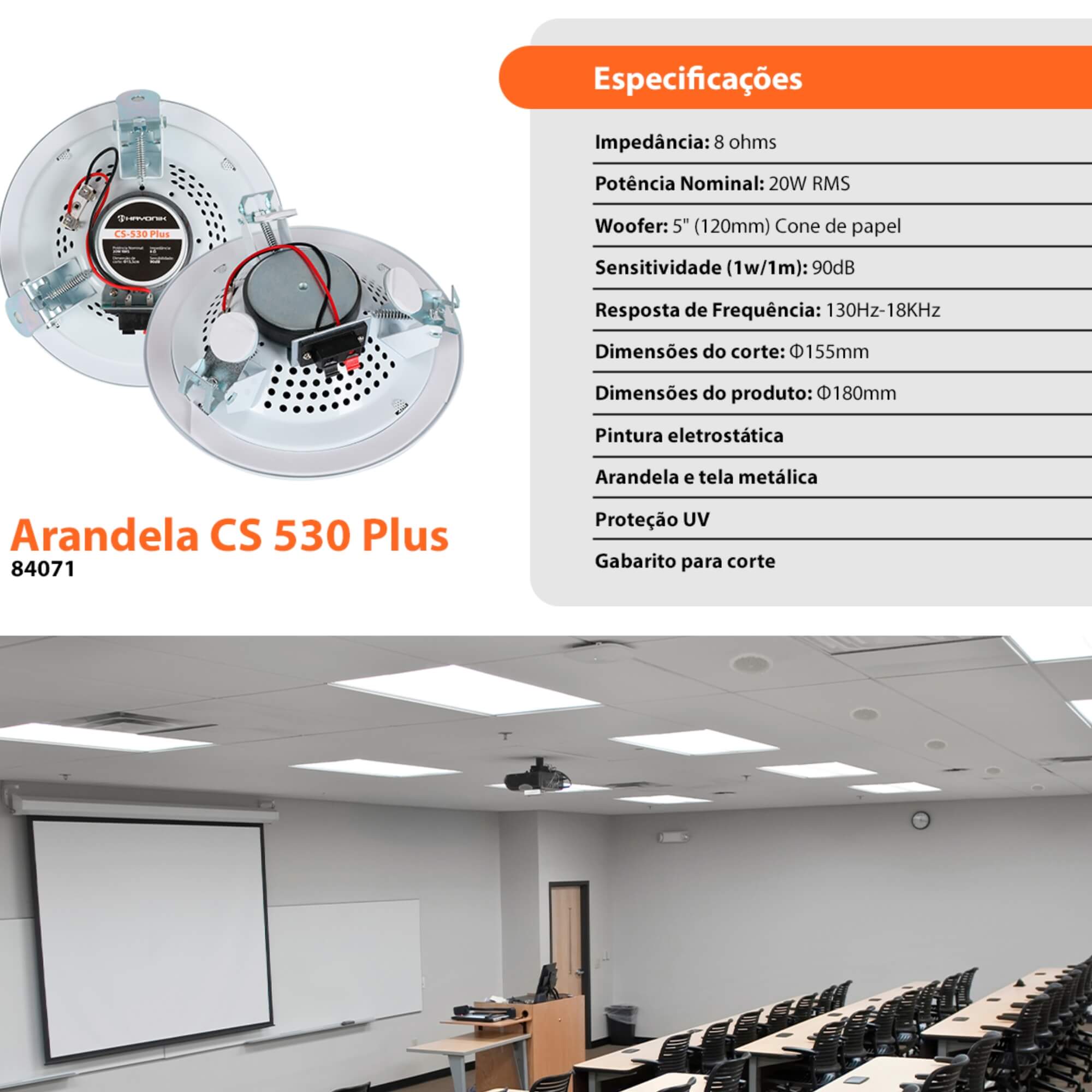 Arandela de Som CS-530 Plus Branca 20W RMS 8Ohms Hayonik - 84071