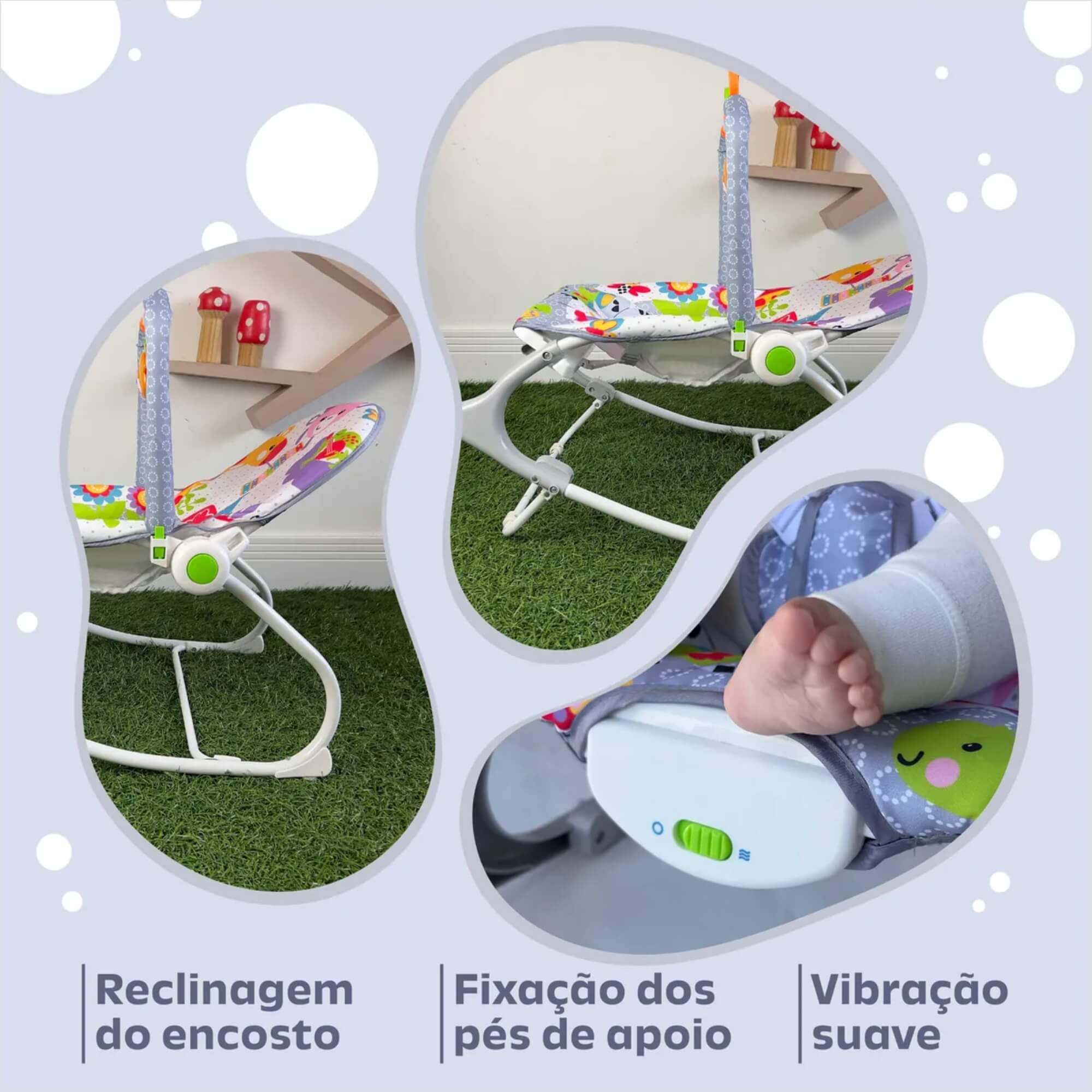 Cadeira de Descanso e Balanço Cinza com Música Zippy Toys - 10403