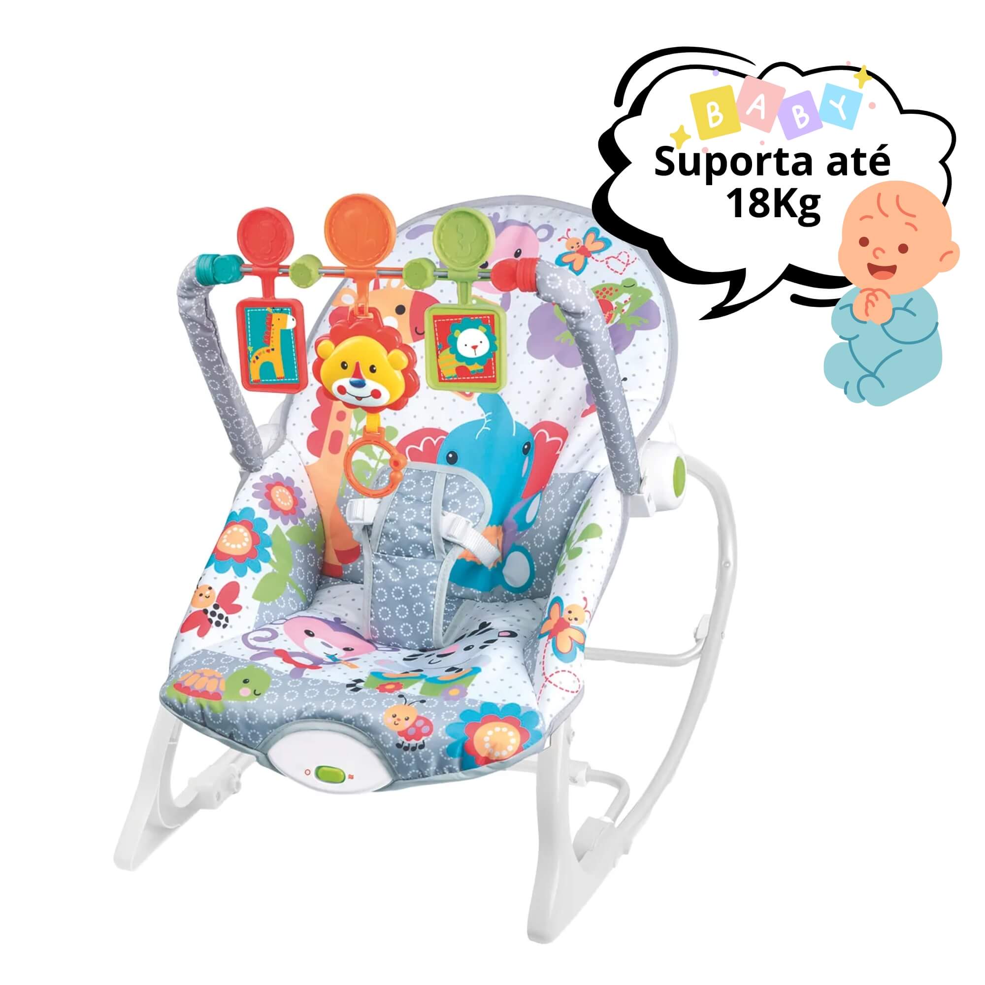 Cadeira de Descanso e Balanço Cinza com Música Zippy Toys - 10403