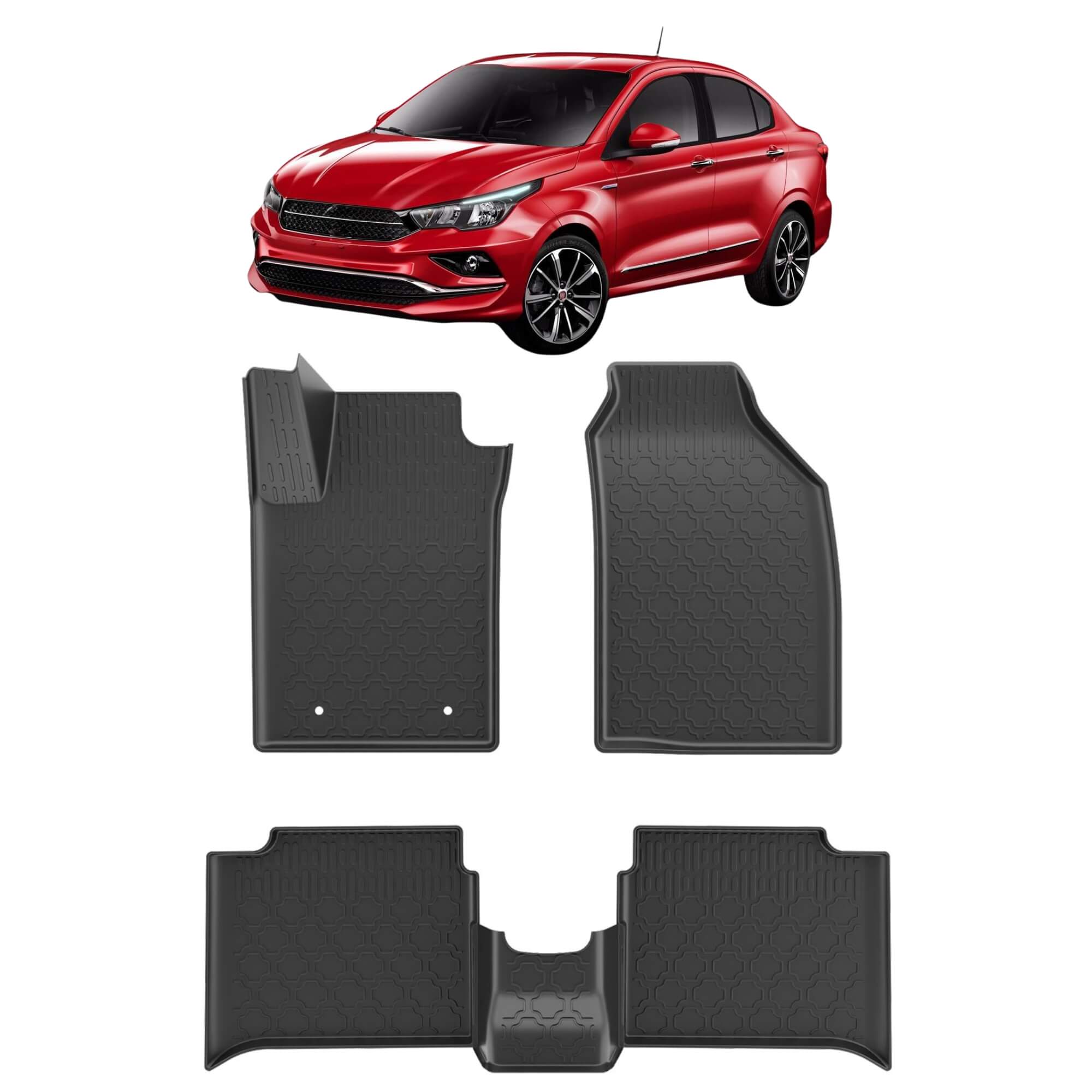 COMP Kit Automotivo Fiat Cronos: Kit Tapete Bandeja + Soleira Preta 2018 em Diante 5 Peças - Grid