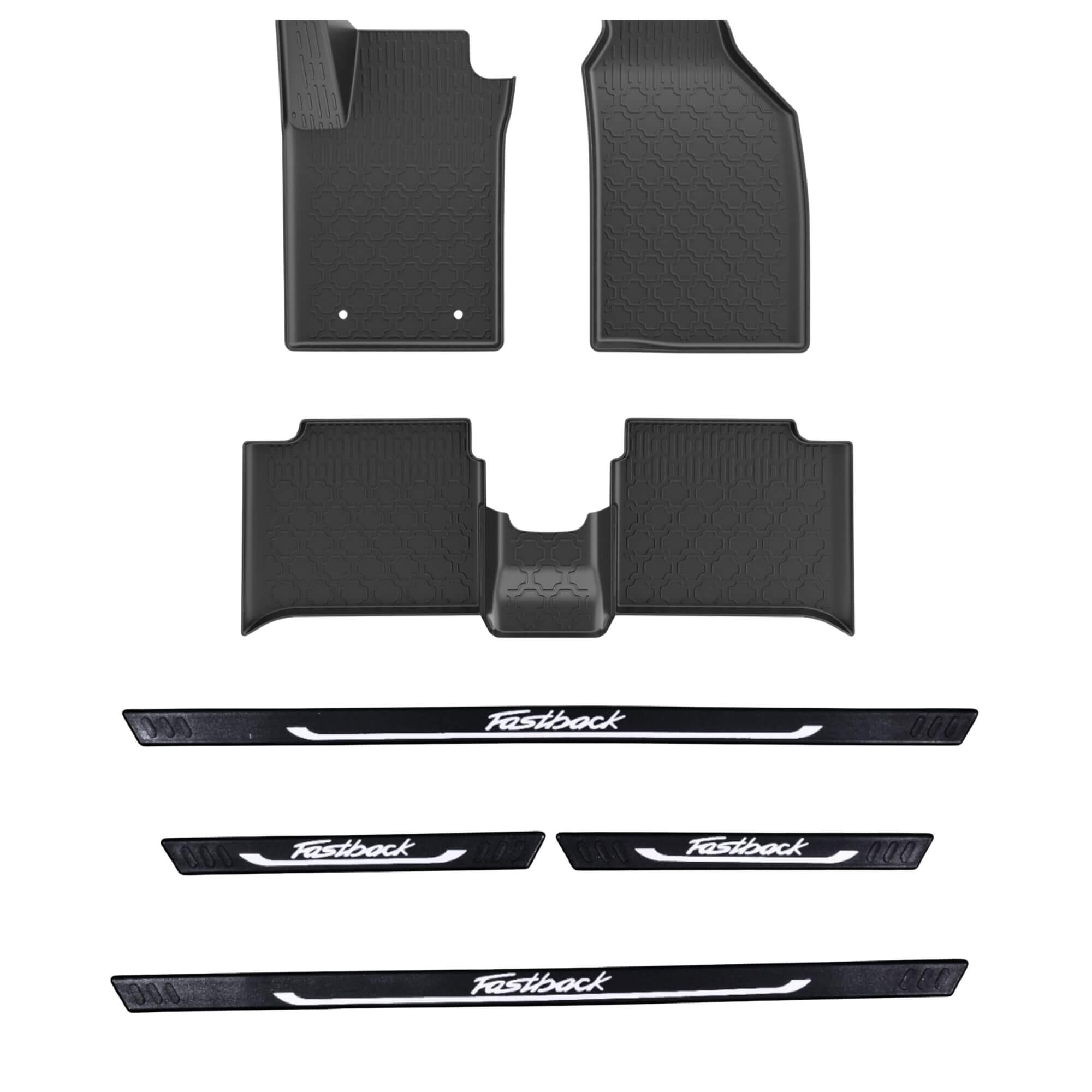 COMP Kit Automotivo Fiat Fastback: Tapete Bandeja + Soleira Preta 2022 em Diante 5 Peças - Grid