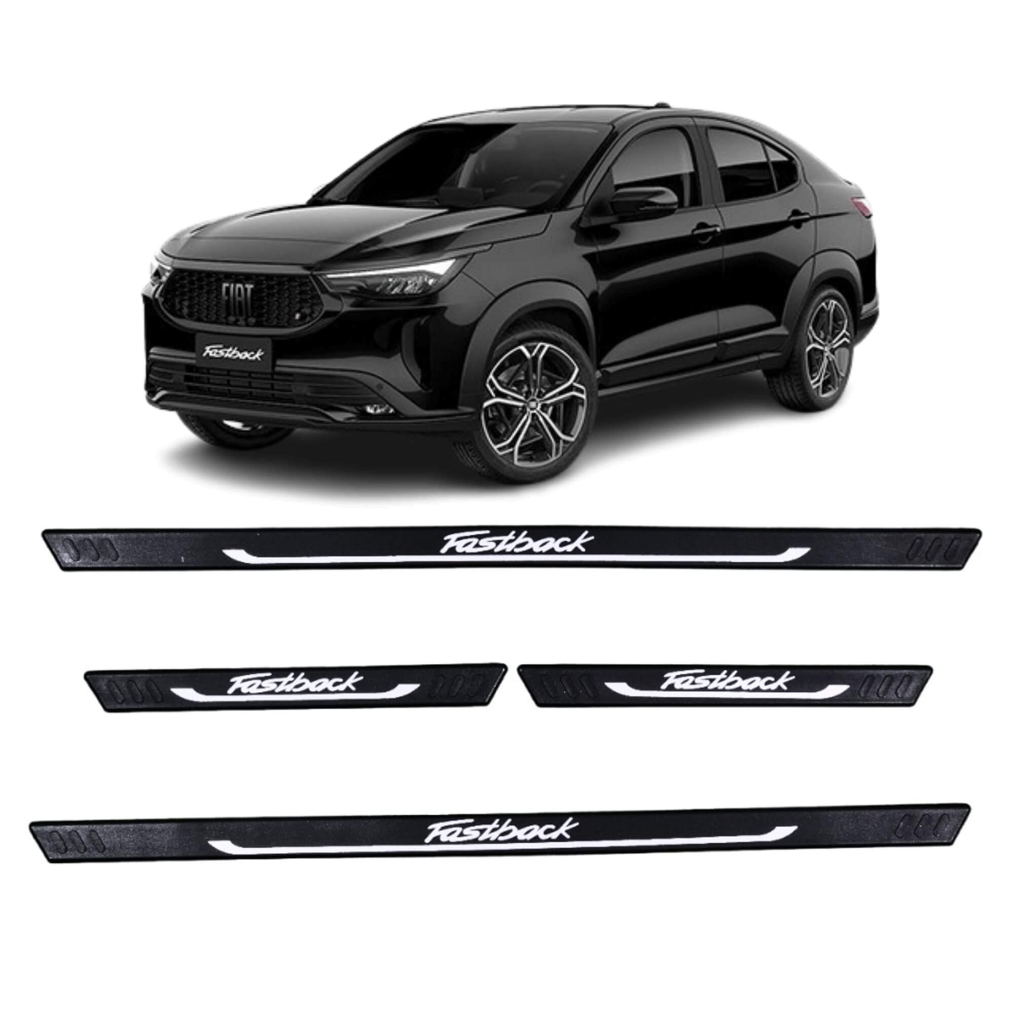 COMP Kit Automotivo Fiat Fastback: Tapete Bandeja + Soleira Preta 2022 em Diante 5 Peças - Grid