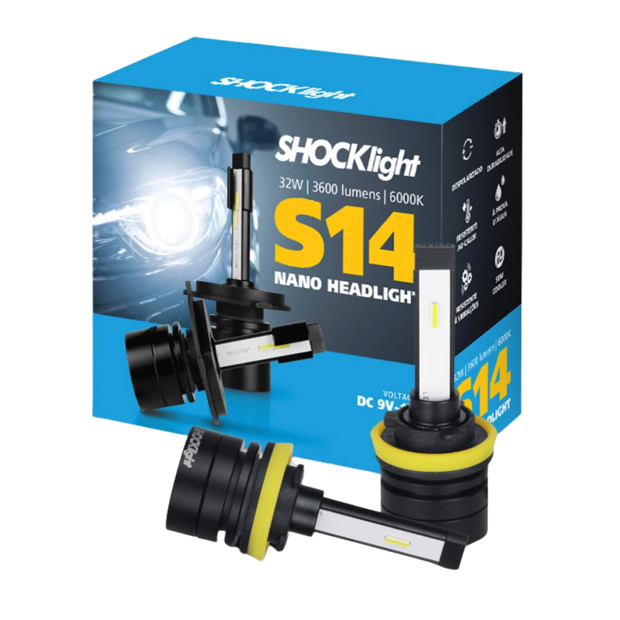 COMP Kit Farol de Milha Strada Freedom 2020 + Par Lâmpadas LED Headlight S14 Nano