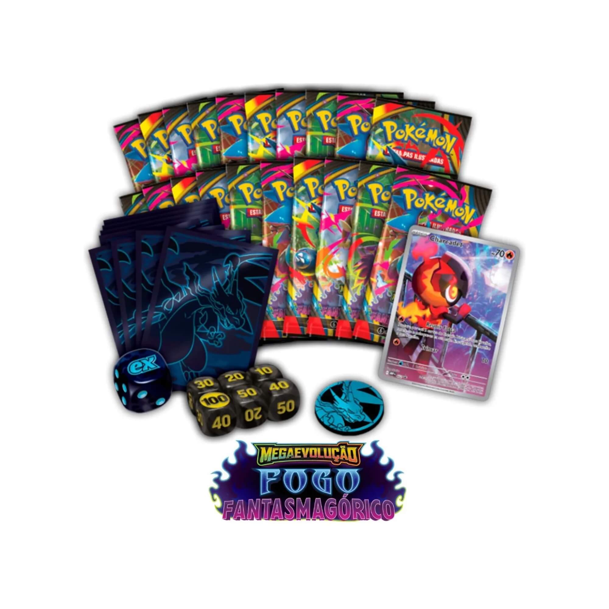 Box Coleção Pokemon Treinador Avançado TCG Mega Evolução Fogo Fantasmagórico Copag - 35682
