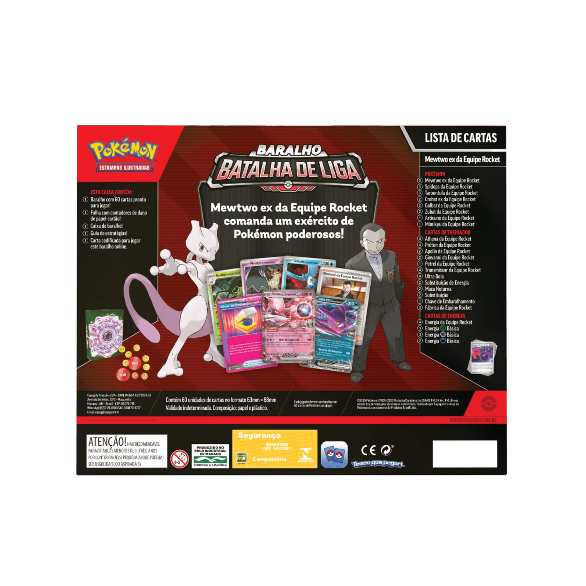 Box Pokemon Baralho Batalha de Liga Mewtwo EX da Equipe Rocket Copag - 35874