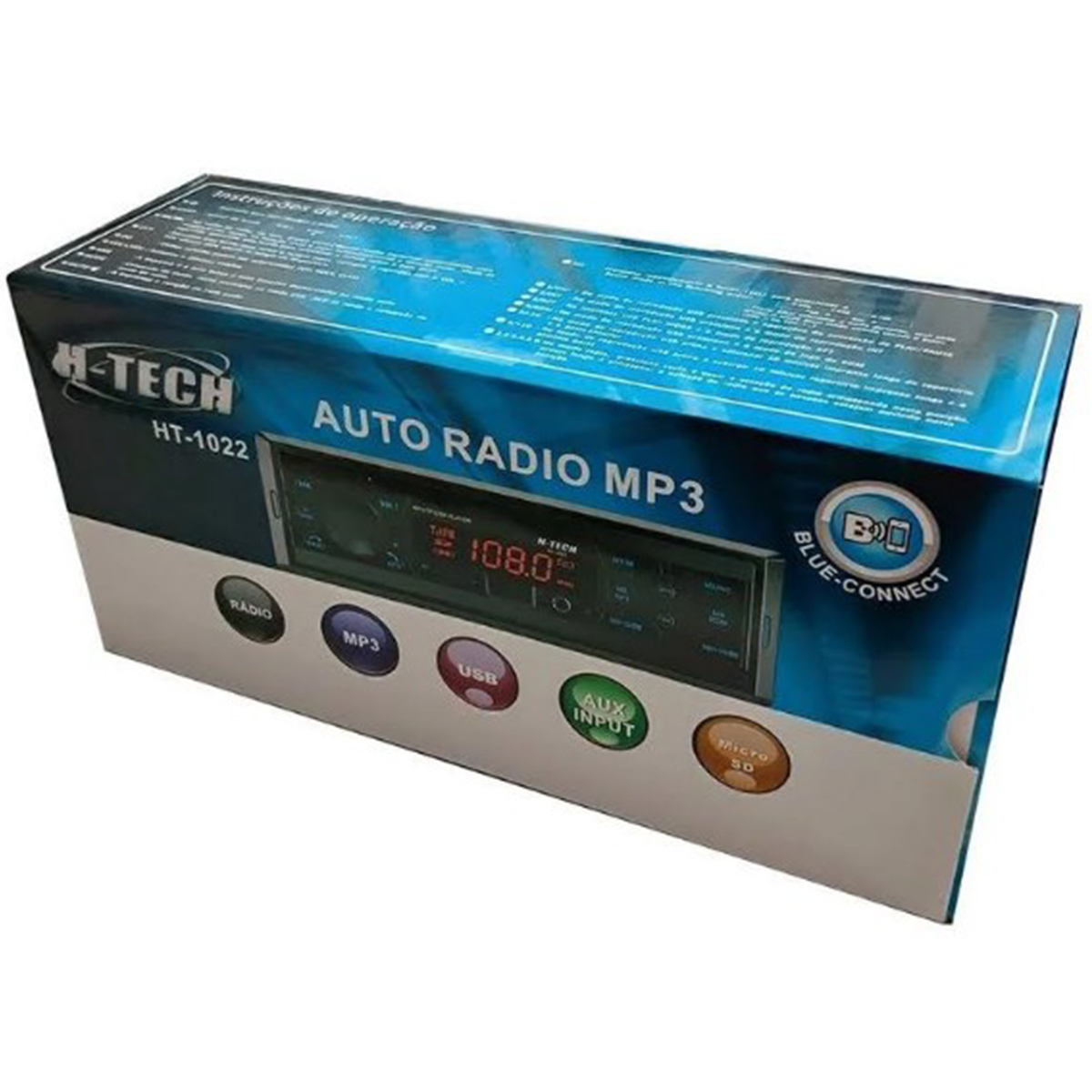 COMP Kit Som Automotivo Rádio Bluetooth H-Tech HT-1022 + Alto-Falantes Nakamichi 4" NSF423