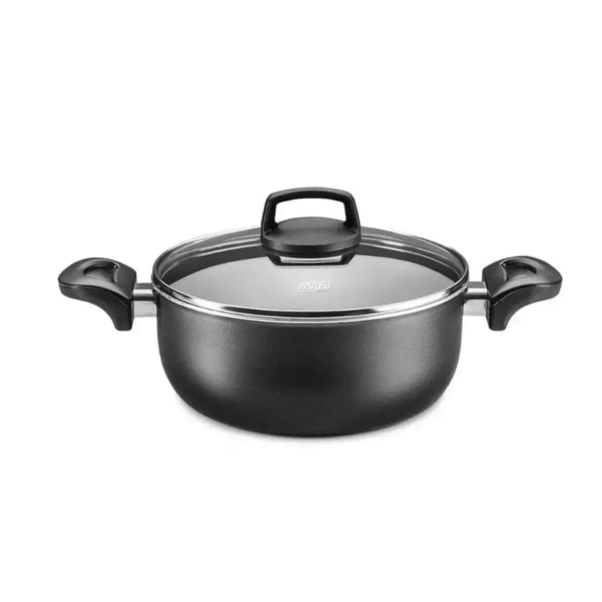 Jogo de Panelas Safira Smart com Tampa de Vidro 5 Peças Antiaderente cor Grafite MTA - 5670
