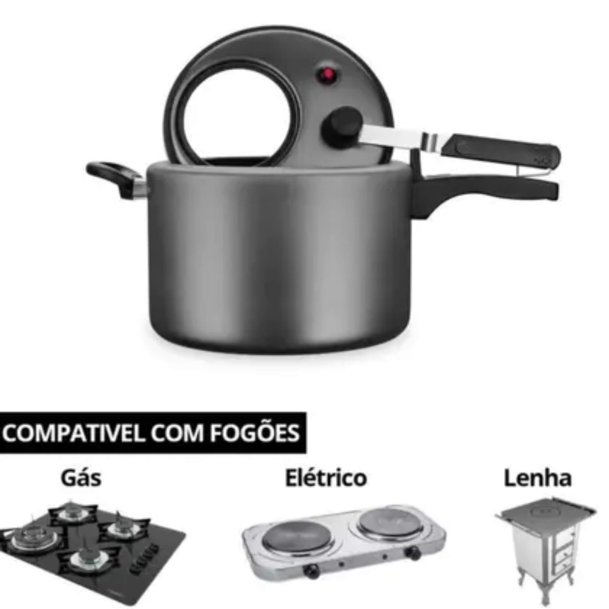 Panela de Pressão Antiaderente com Visor Grafite 4,5 Litros MTA - 6002