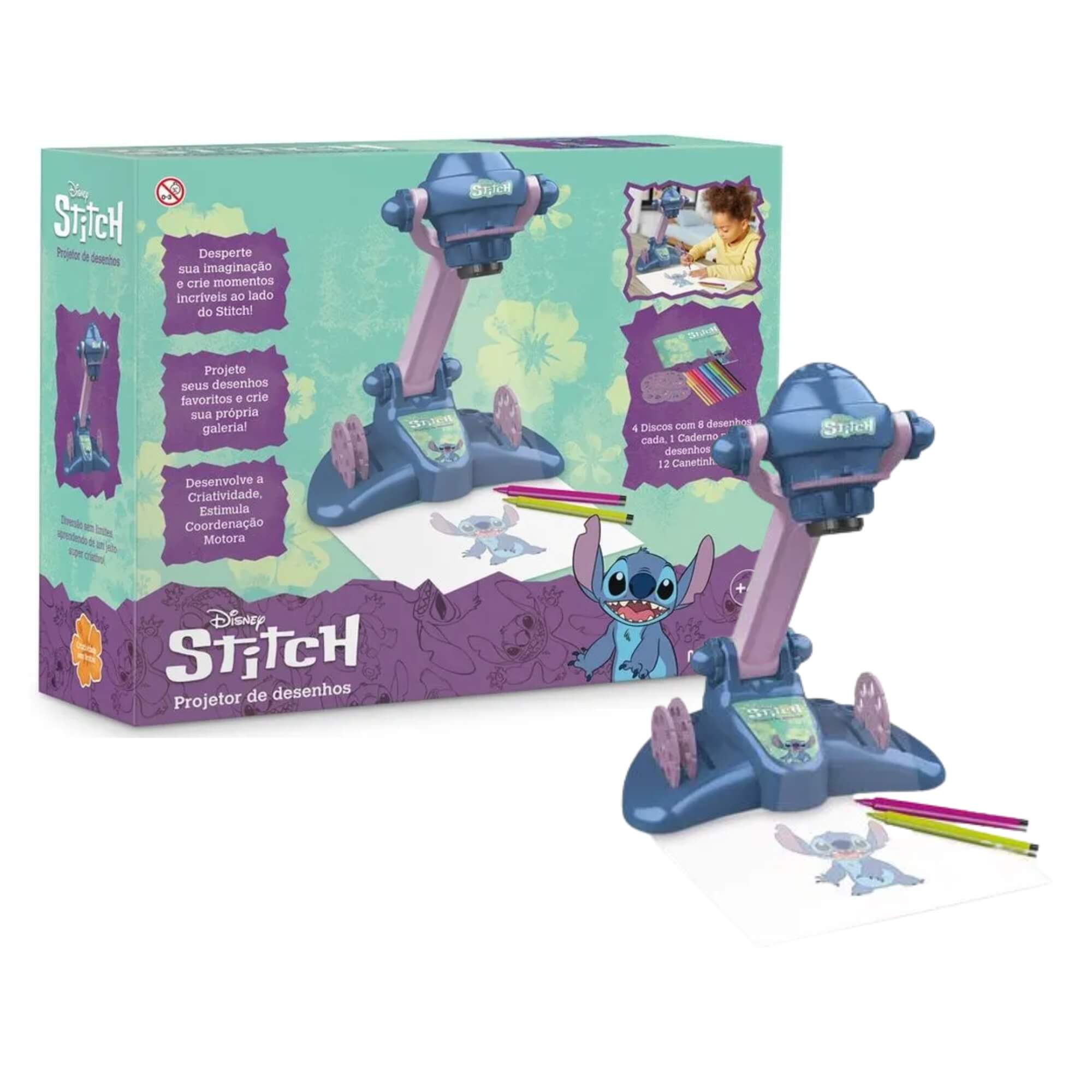 Brinquedo Infantil Projetor de Desenhos Disney Stitch Multikids - BR2535