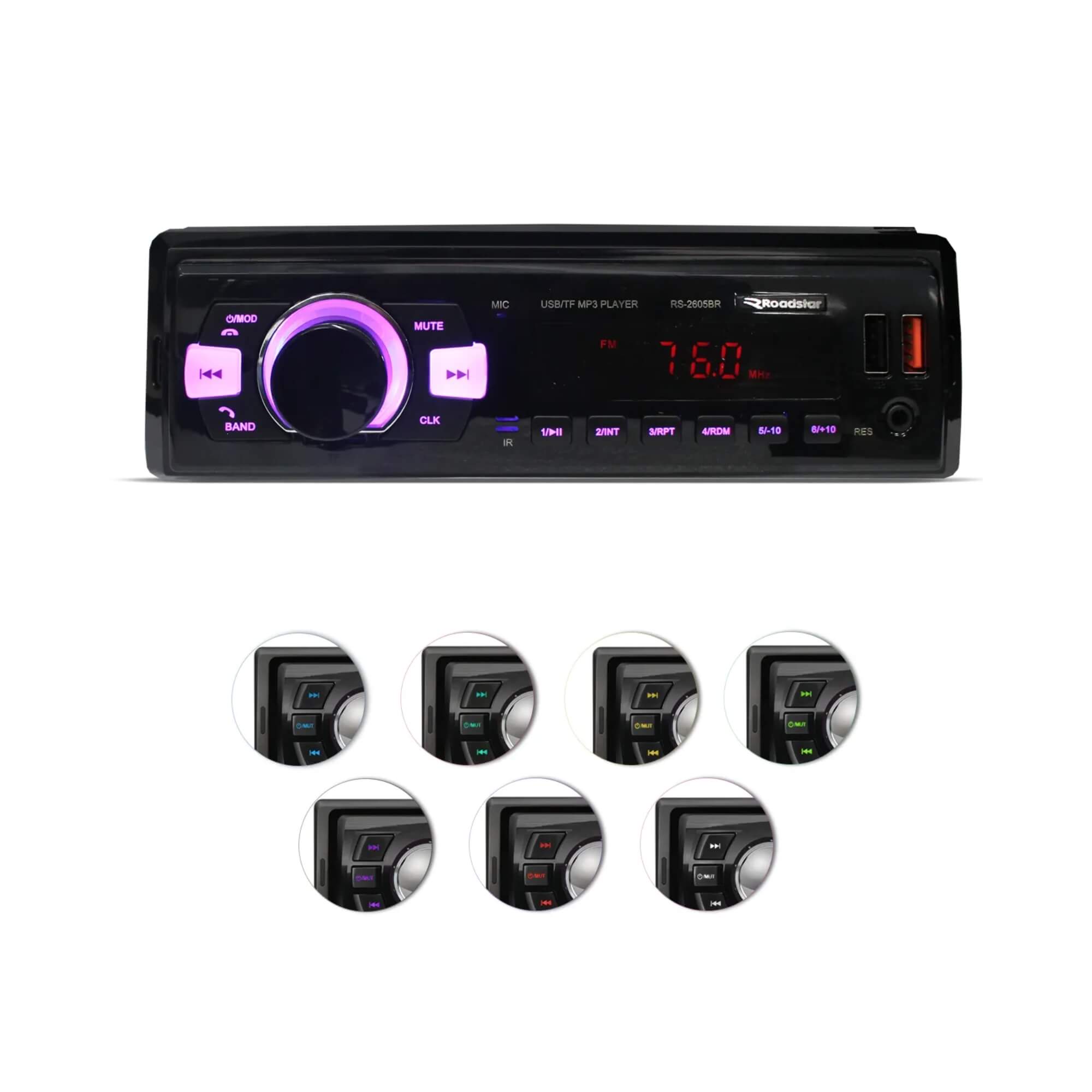 COMP Kit Som Automotivo Rádio Bluetooth H-Tech HT-1022 + Alto-Falantes Nakamichi 4" NSF423