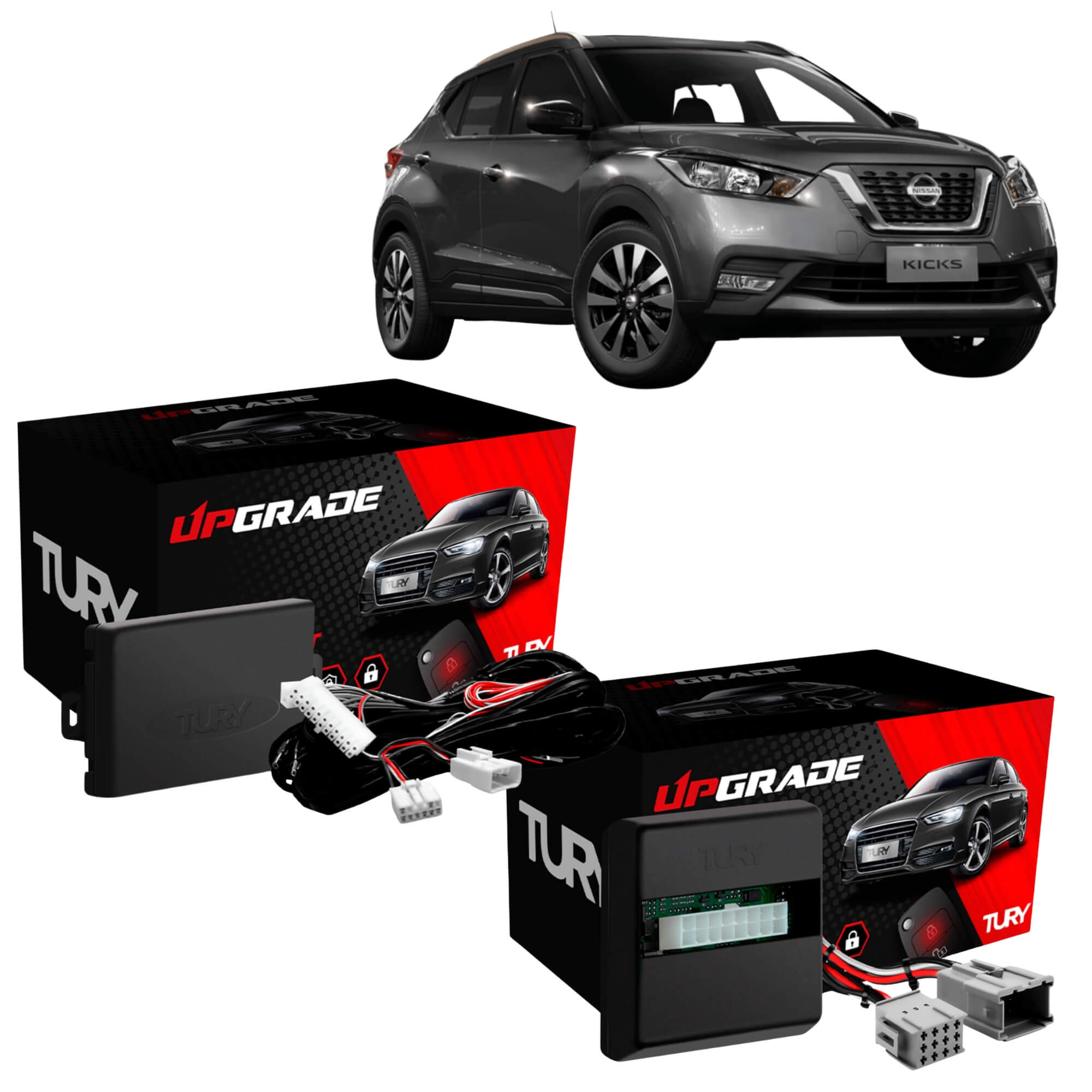 Kit Módulos Tury Nissan Kicks: De Vidro com Anti-Esmagamento + De Automação de Retrovisores