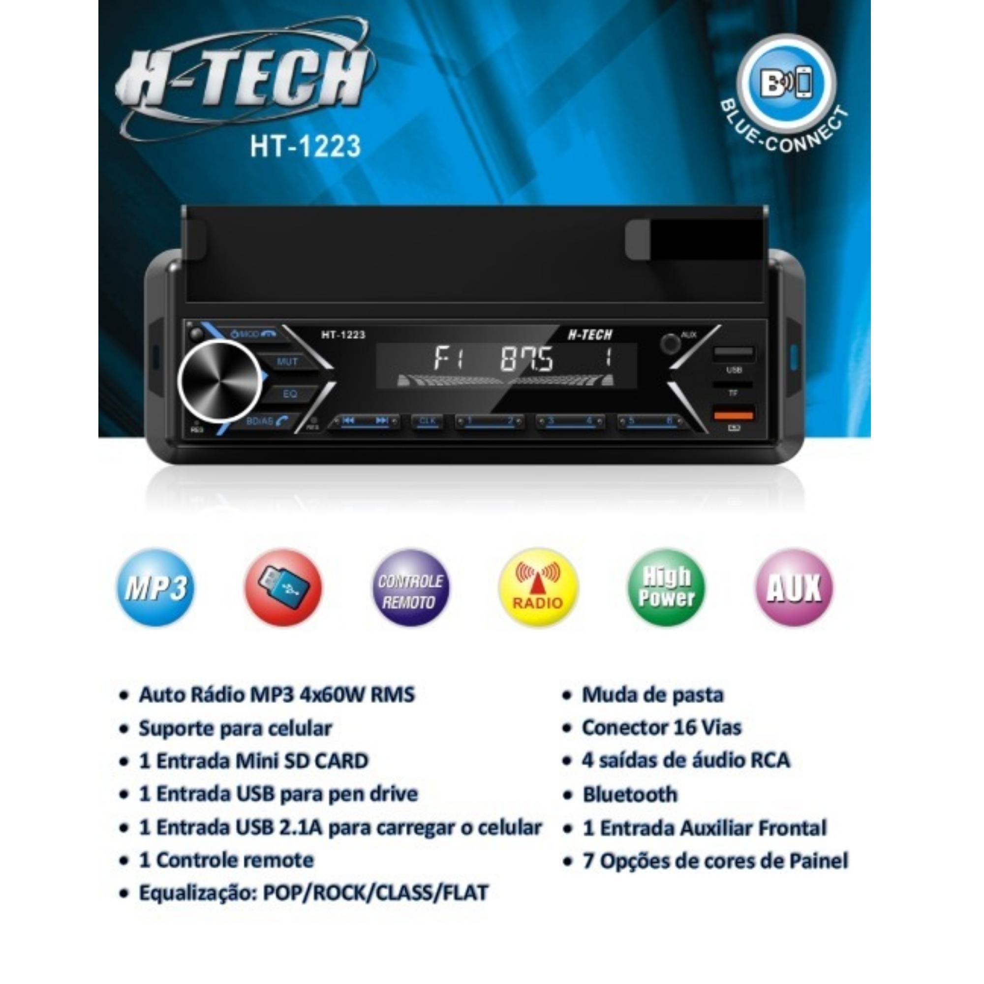 COMP Kit Alto Falantes Automotivos 6x9" 110W 4 Ohms + Rádio com Suporte para Celular