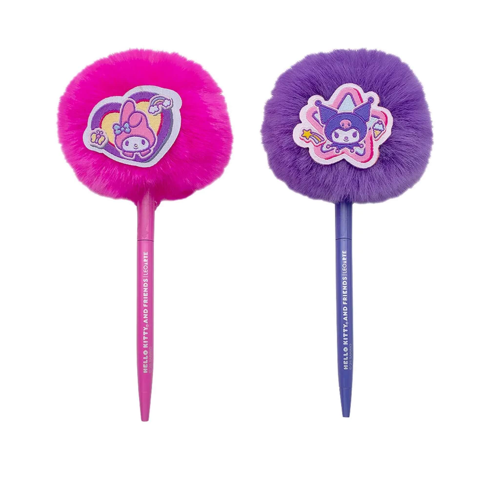 Caneta Pompom com Aplique Hello Kitty e Amigos - Display c/ 8 Und Leoarte Leonora - 10477