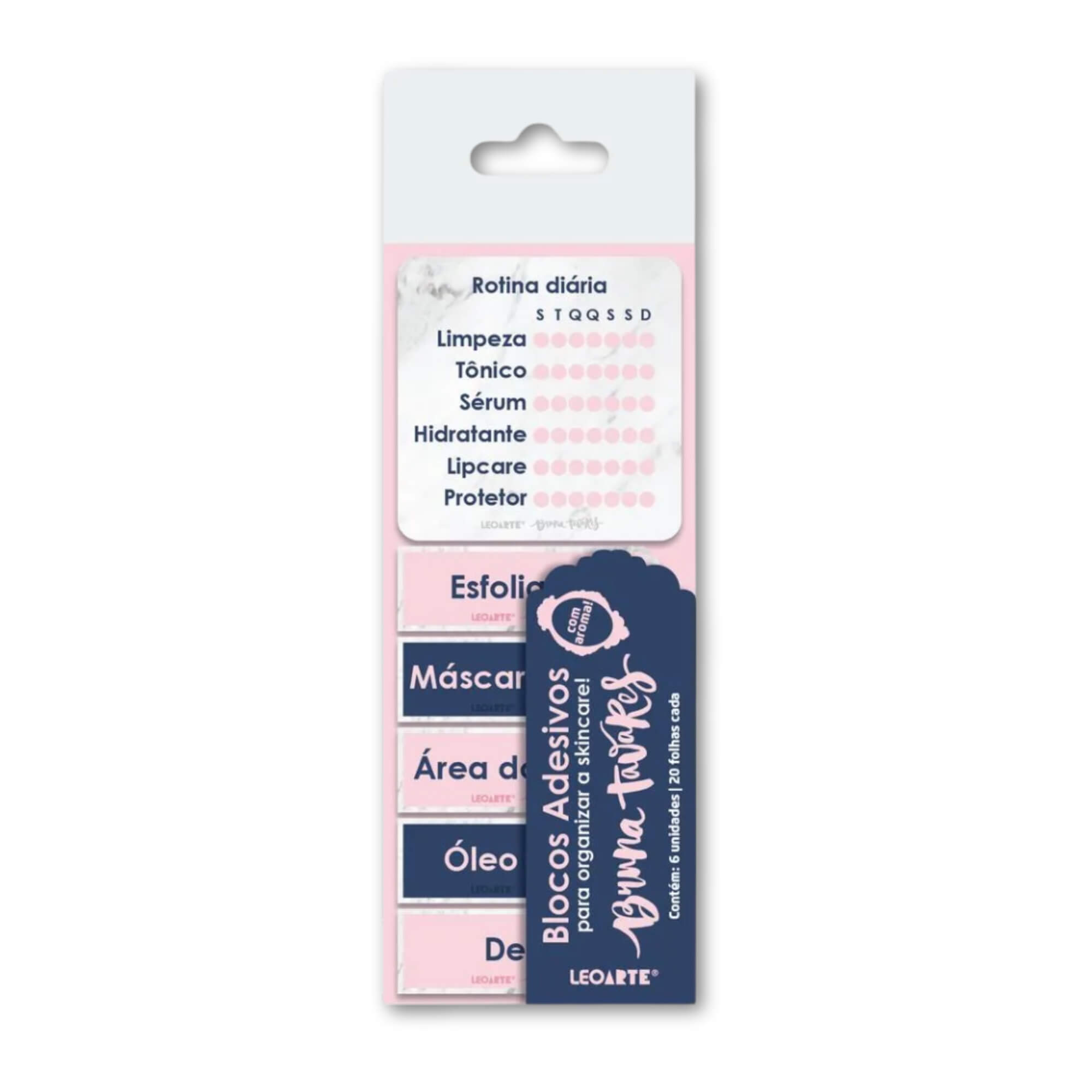 Bloco Adesivo Rotina de Skincare c/ Aroma Bruna Tavares - Cartela com 6 Blocos Leonora - 10563