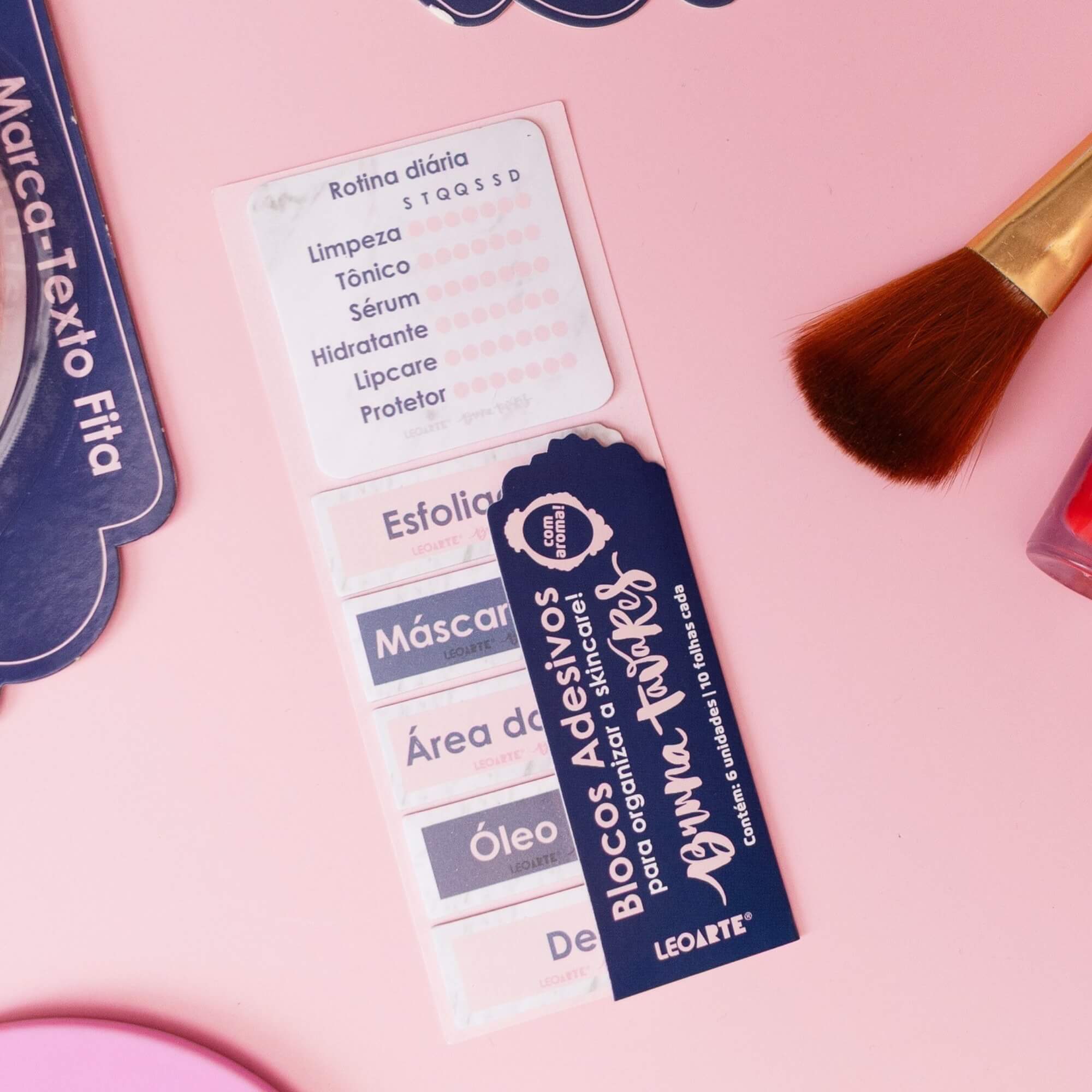 Bloco Adesivo Rotina de Skincare c/ Aroma Bruna Tavares - Cartela com 6 Blocos Leonora - 10563