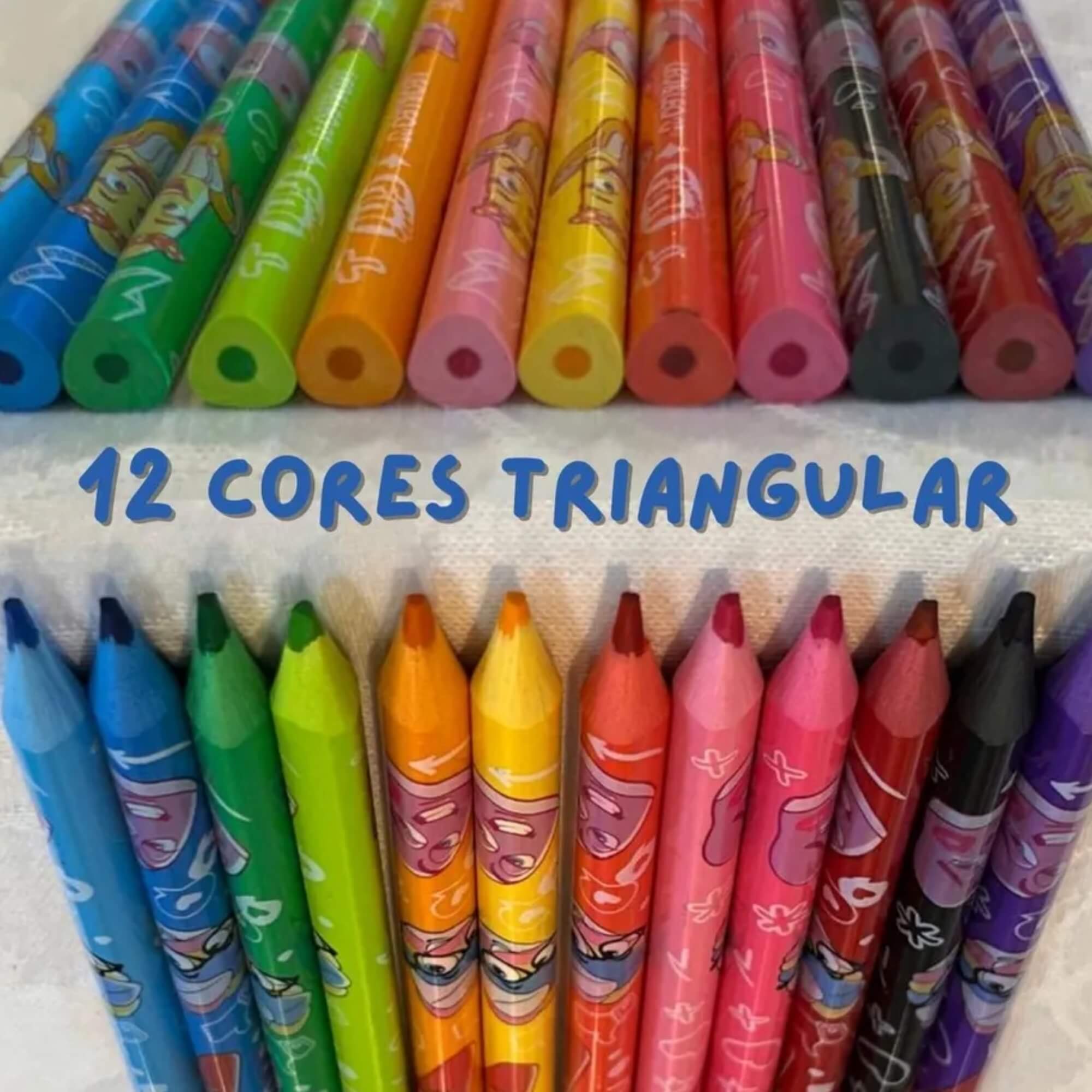 Caixa com 12 Unidades de Lápis de Cor Triangular Estampado Fini Leo&Leo Leonora - 10581