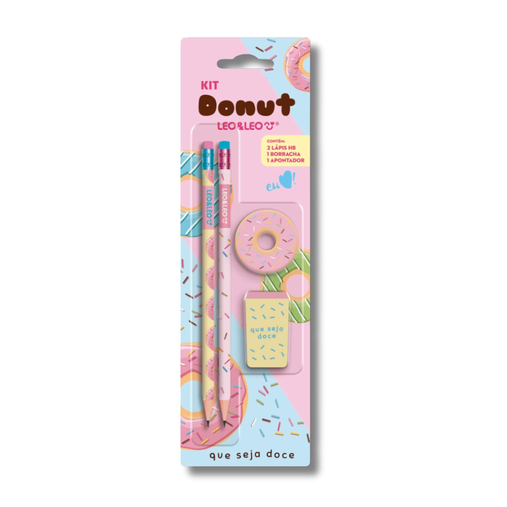 Kit Lápis Hb Donut Lápis/Apontador/Borracha Leo&Leo Leonora - 72178