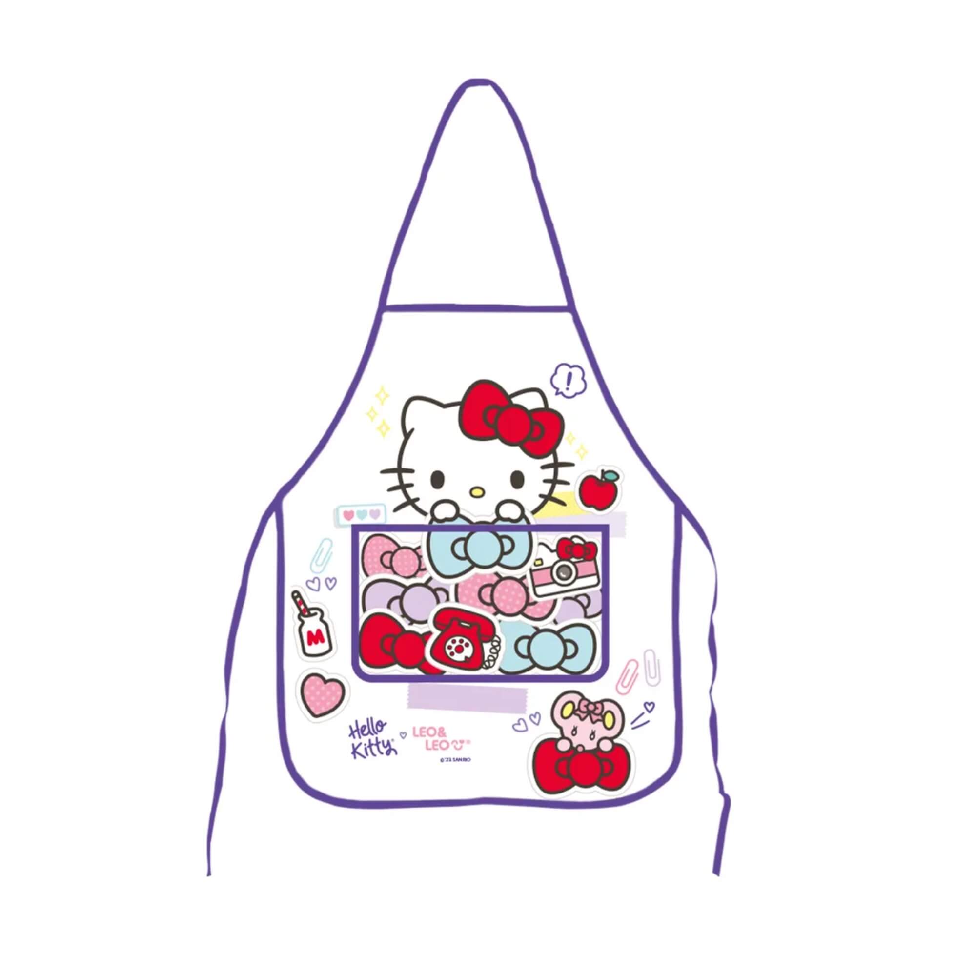 Avental Infantil Escolar Impermeável Estampa Hello Kitty Branco Leonora - 79647