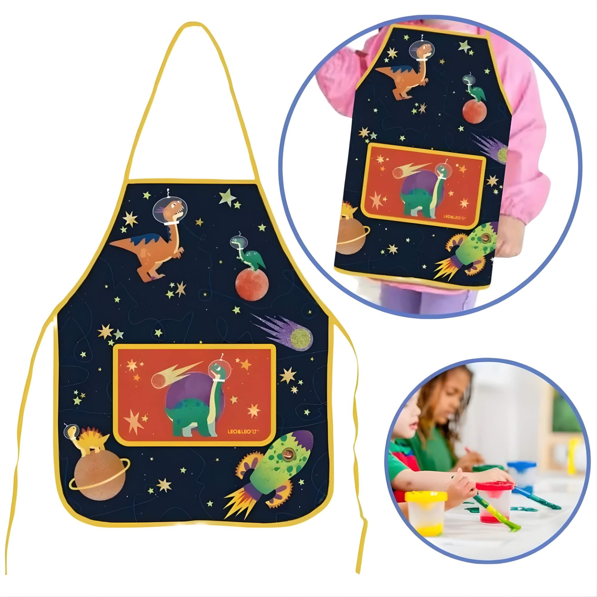 Avental Infantil Dino Space Leo&Leo com Alças Ajustáveis Leonora - 79906