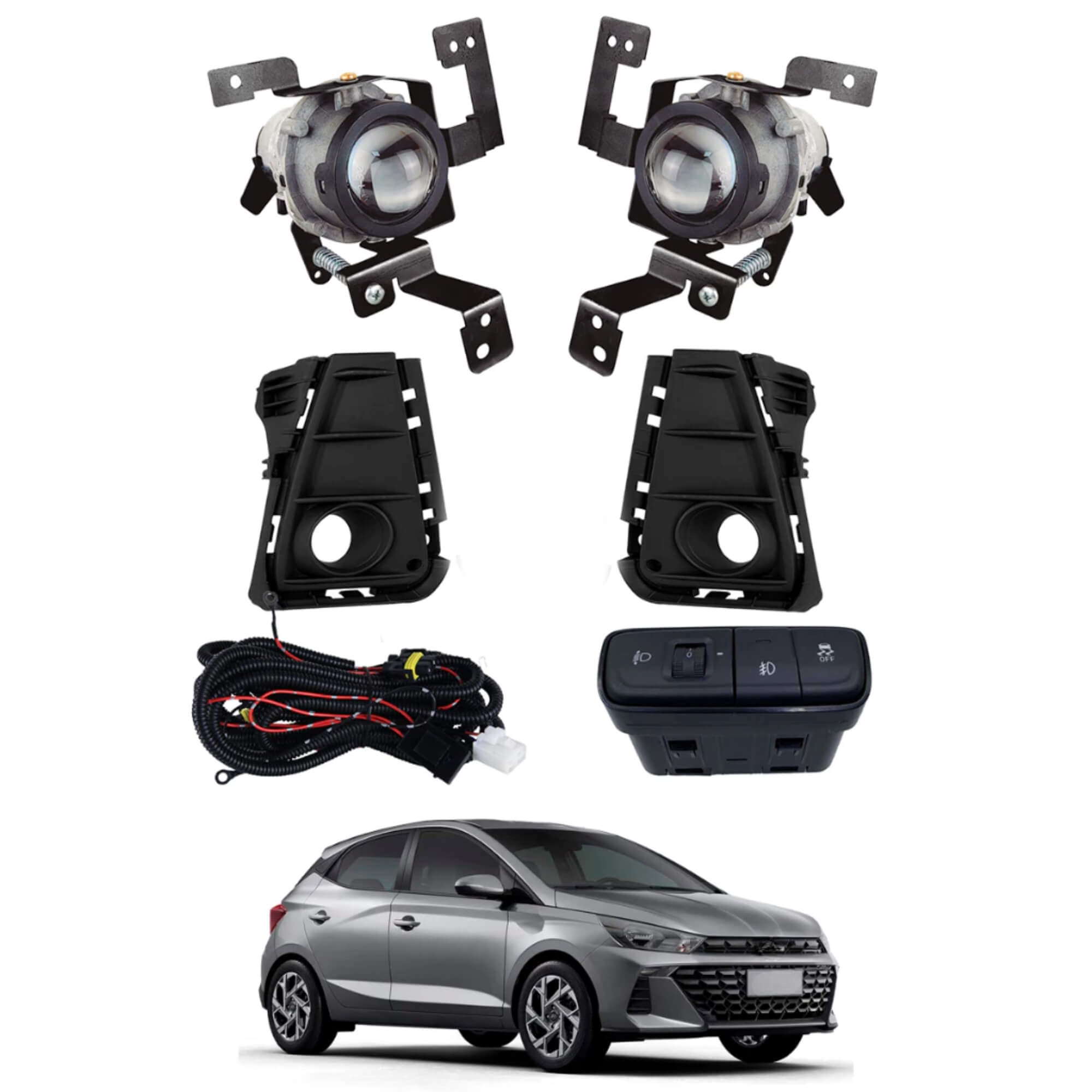 Kit HB20 Hatch/Sedan Plus (manual) 2024> Moldura Preta Botão Mod. Orig Shocklight - SL-121611