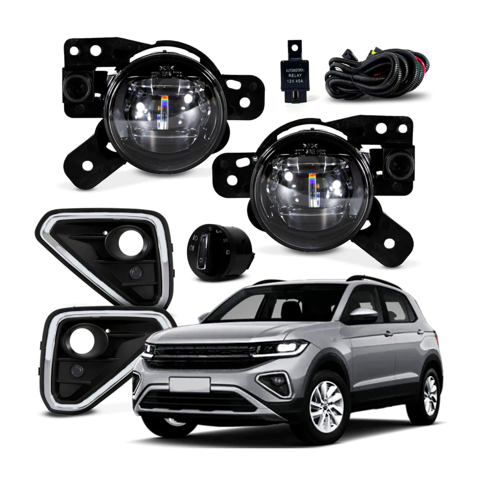 Kit LED T-Cross Highline 2025 Grade Friso Cromado BT Mod. Orig Shocklight - SL-263310CRLED