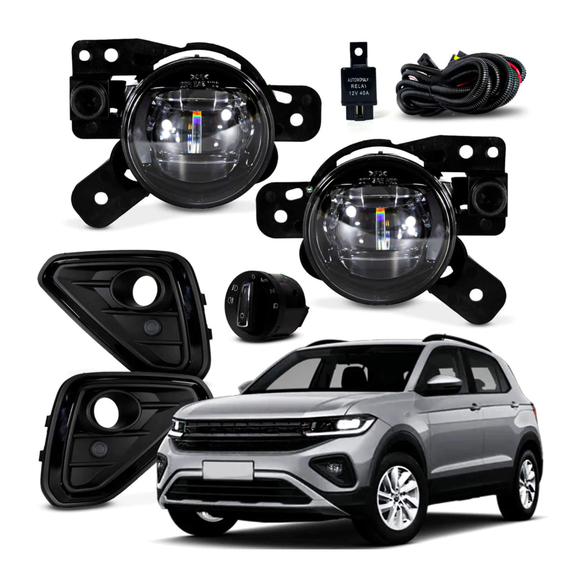 Kit Farol Milha LED T-Cross 200 TSI/Confortline 2025 Botão Orig. Shocklight - SL-263310LED