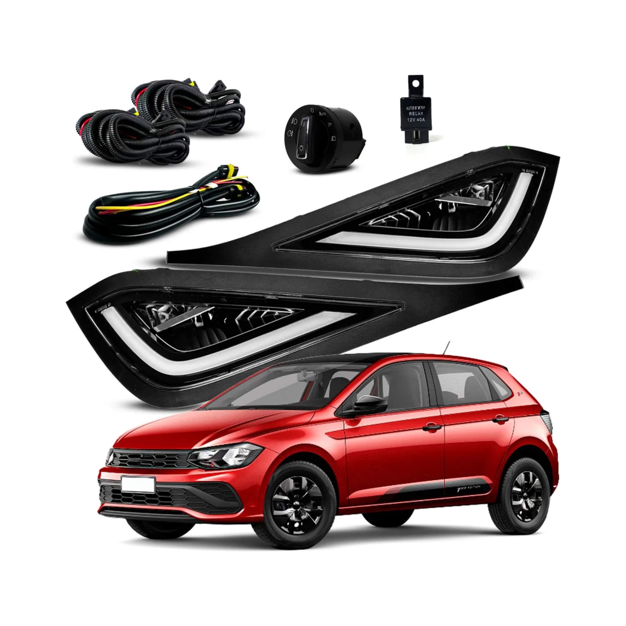 Kit Polo Track A partir de 2023 c/ Drl Masc Negra Botão Mod. Original Shocklight - SL-263610LED