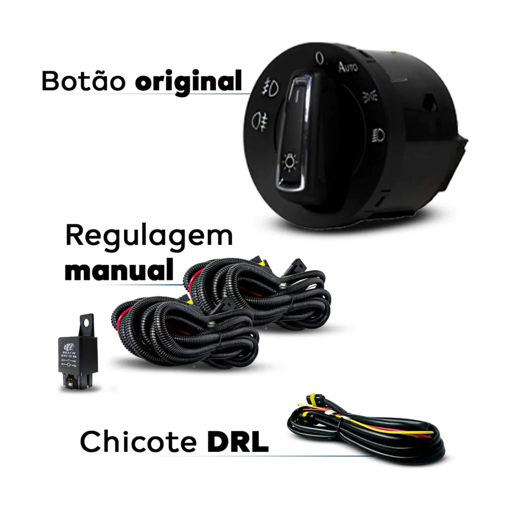 Kit Polo Track A partir de 2023 c/ Drl Masc Negra Botão Mod. Original Shocklight - SL-263610LED