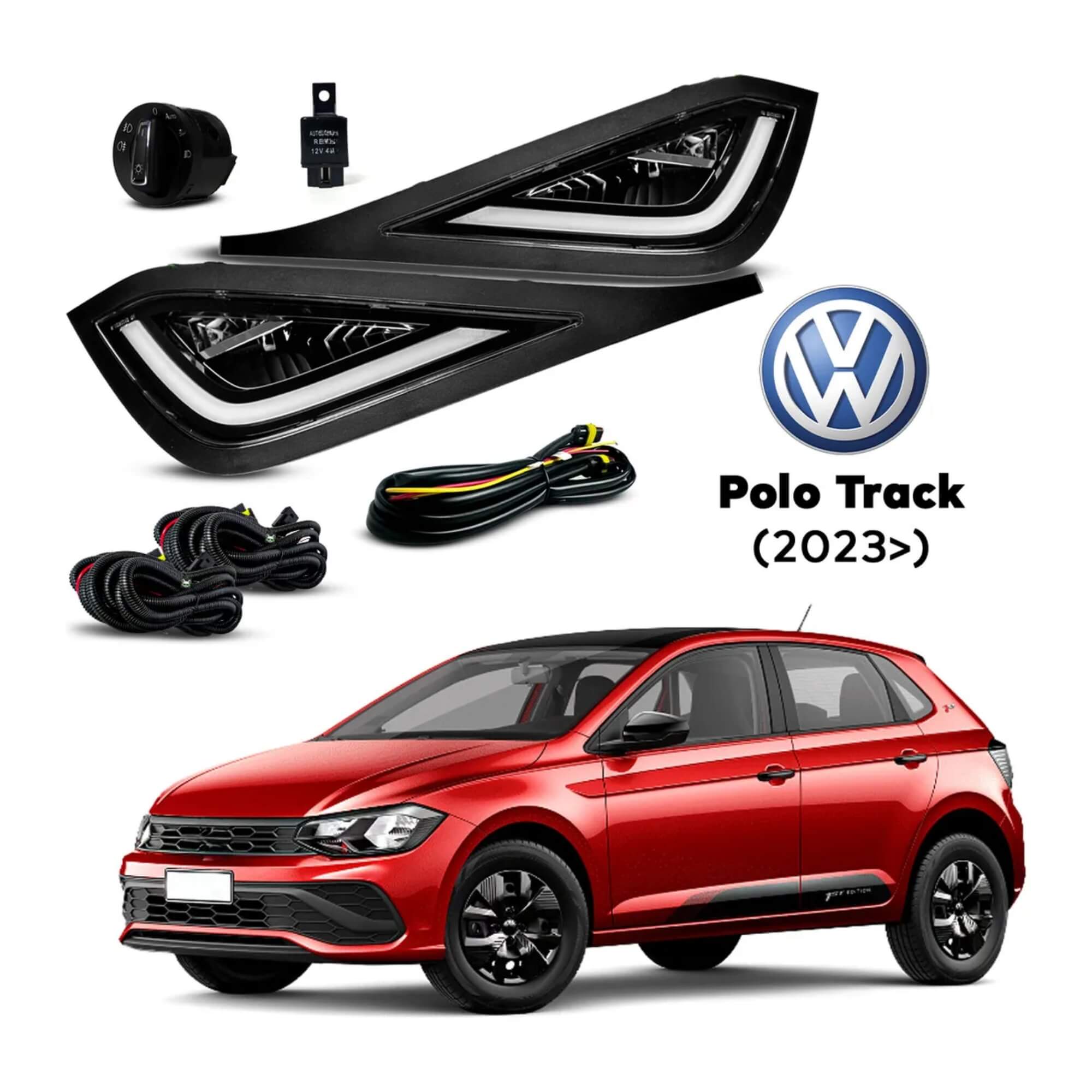 Kit Polo Track A partir de 2023 c/ Drl Masc Negra Botão Mod. Original Shocklight - SL-263610LED